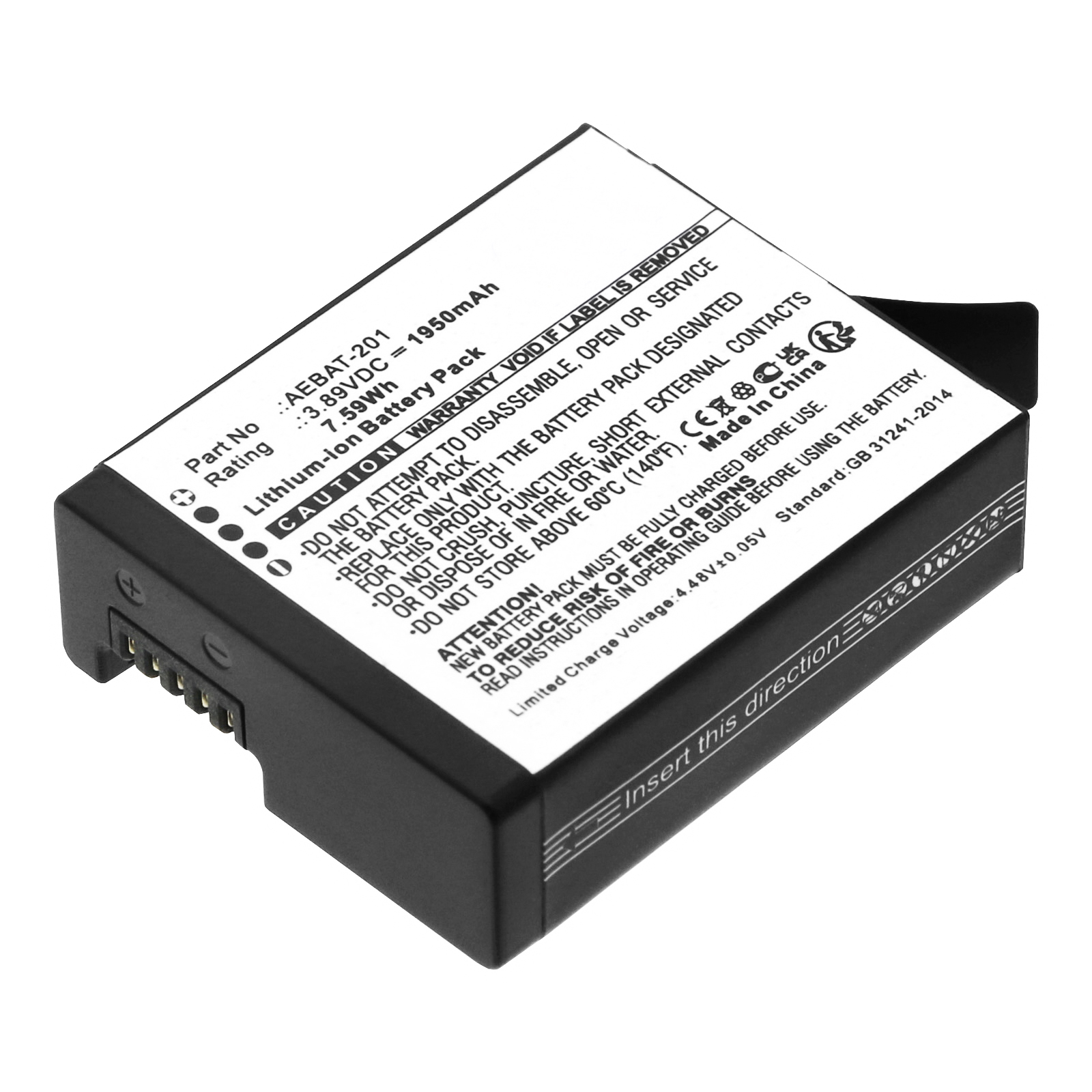 Synergy Digital Digital Camera Battery, Compatible with GoPro AEBAT-201 Digital Camera Battery (Li-ion, 3.89V, 1950mAh)