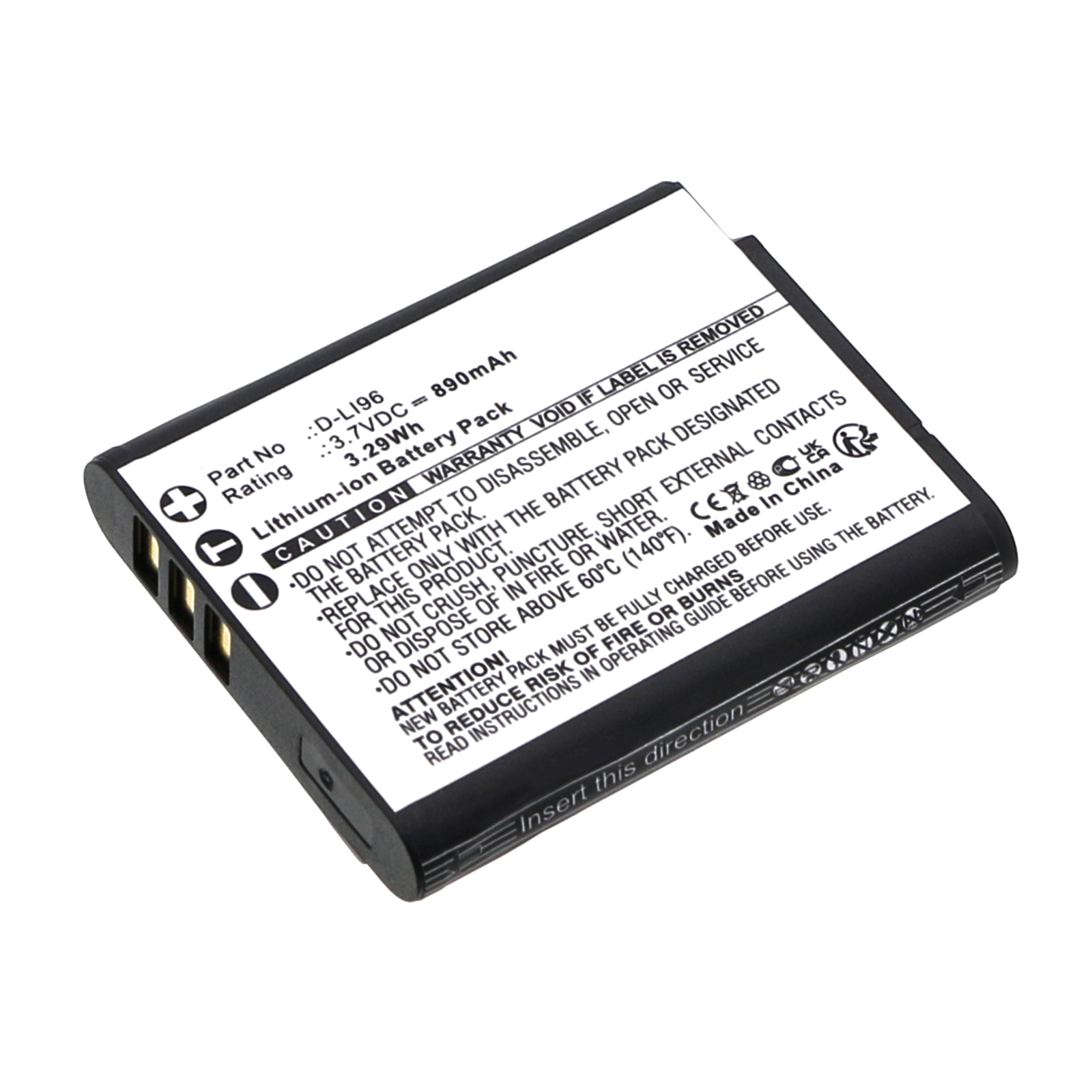 Synergy Digital Digital Camera Battery, Compatible with Pentax D-LI96 Digital Camera Battery (Li-ion, 3.7V, 890mAh)