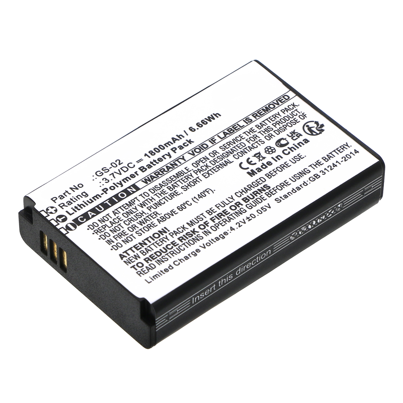 Synergy Digital Cordless Phone Battery, Compatible with Grandstream GS-02 Cordless Phone Battery (Li-Pol, 3.7V, 1800mAh)