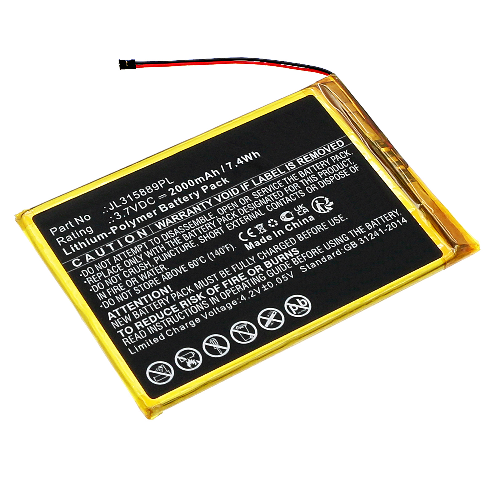 Synergy Digital E book E reader Battery, Compatible with Bookeen JL315889PL E book E reader Battery (Li-Pol, 3.7V, 2000mAh)