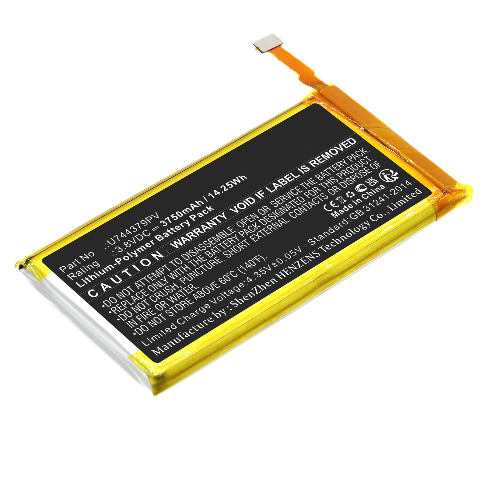 Synergy Digital GPS Battery, Compatible with SkyGolf U744379PV GPS Battery (Li-Pol, 3.8V, 3750mAh)