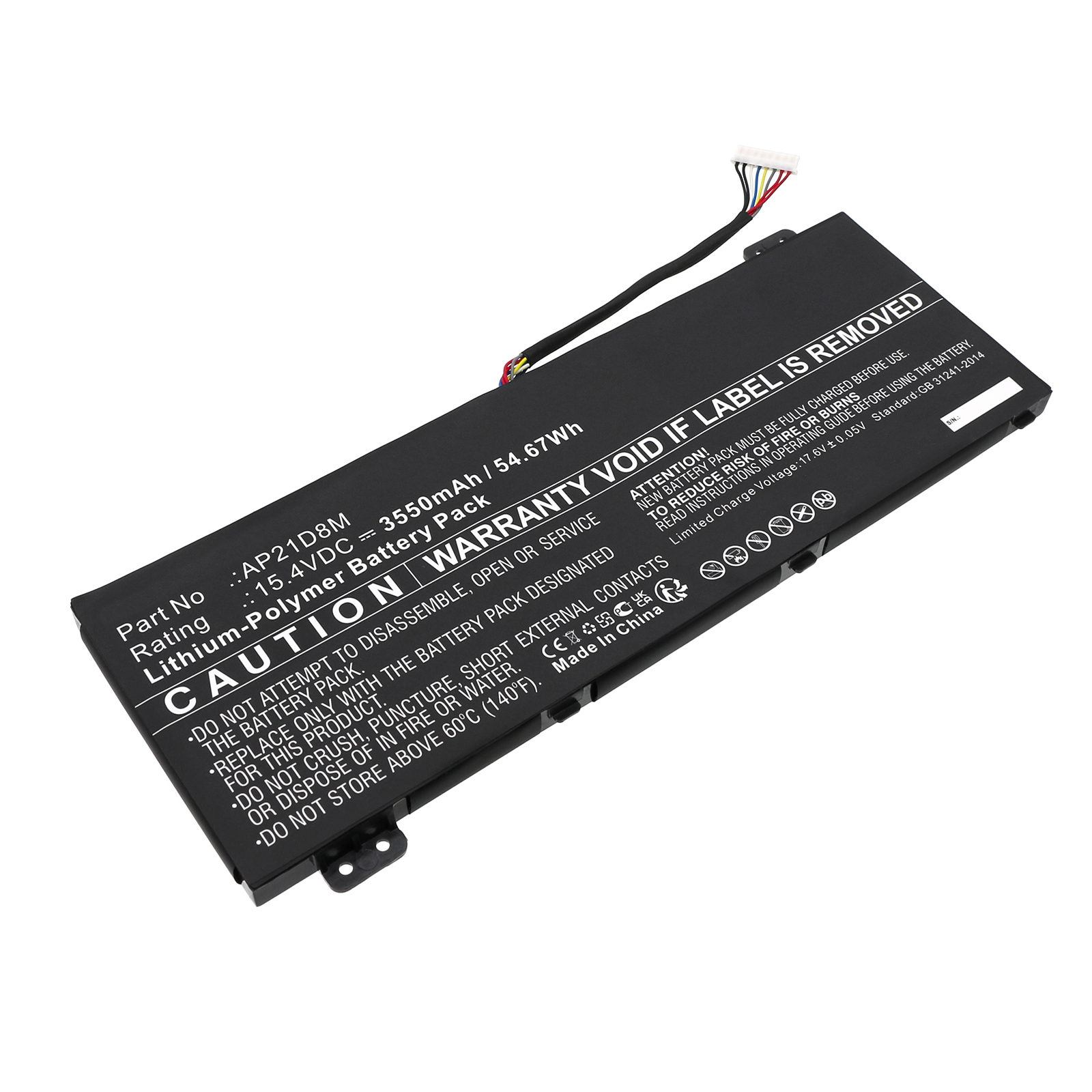 Synergy Digital Laptop Battery, Compatible with Acer AP21D8M Laptop Battery (Li-ion, 15.4V, 3550mAh)