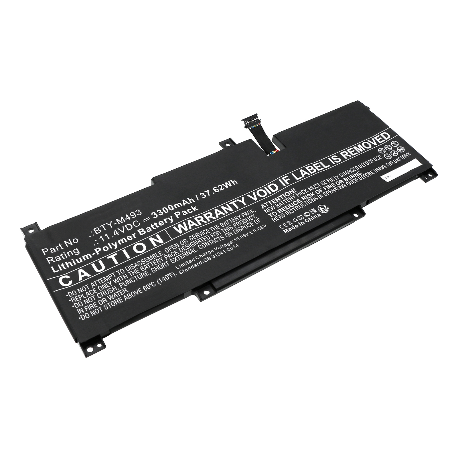 Synergy Digital Laptop Battery, Compatible with MSI BTY-M493 Laptop Battery (Li-ion, 11.4V, 3300mAh)