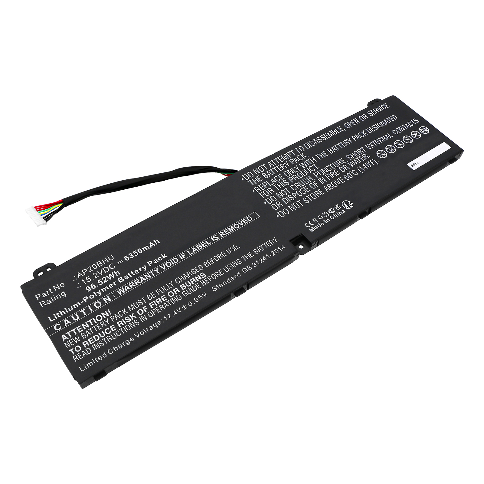 Synergy Digital Laptop Battery, Compatible with Acer AP20BHU Laptop Battery (Li-ion, 15.2V, 6350mAh)