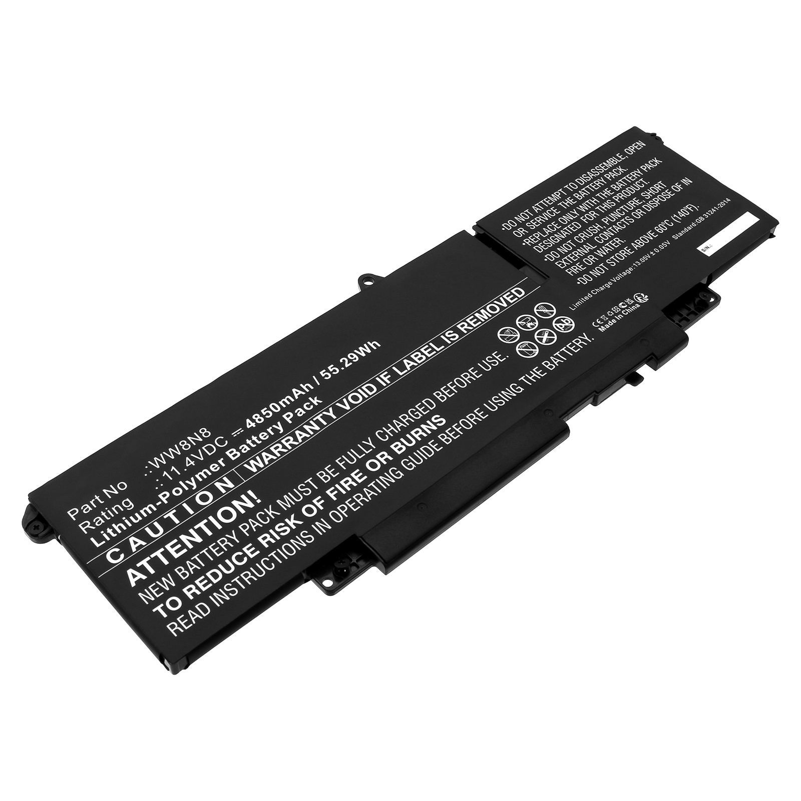 Synergy Digital Laptop Battery, Compatible with DELL V0W55 Laptop Battery (Li-ion, 11.4V, 4850mAh)