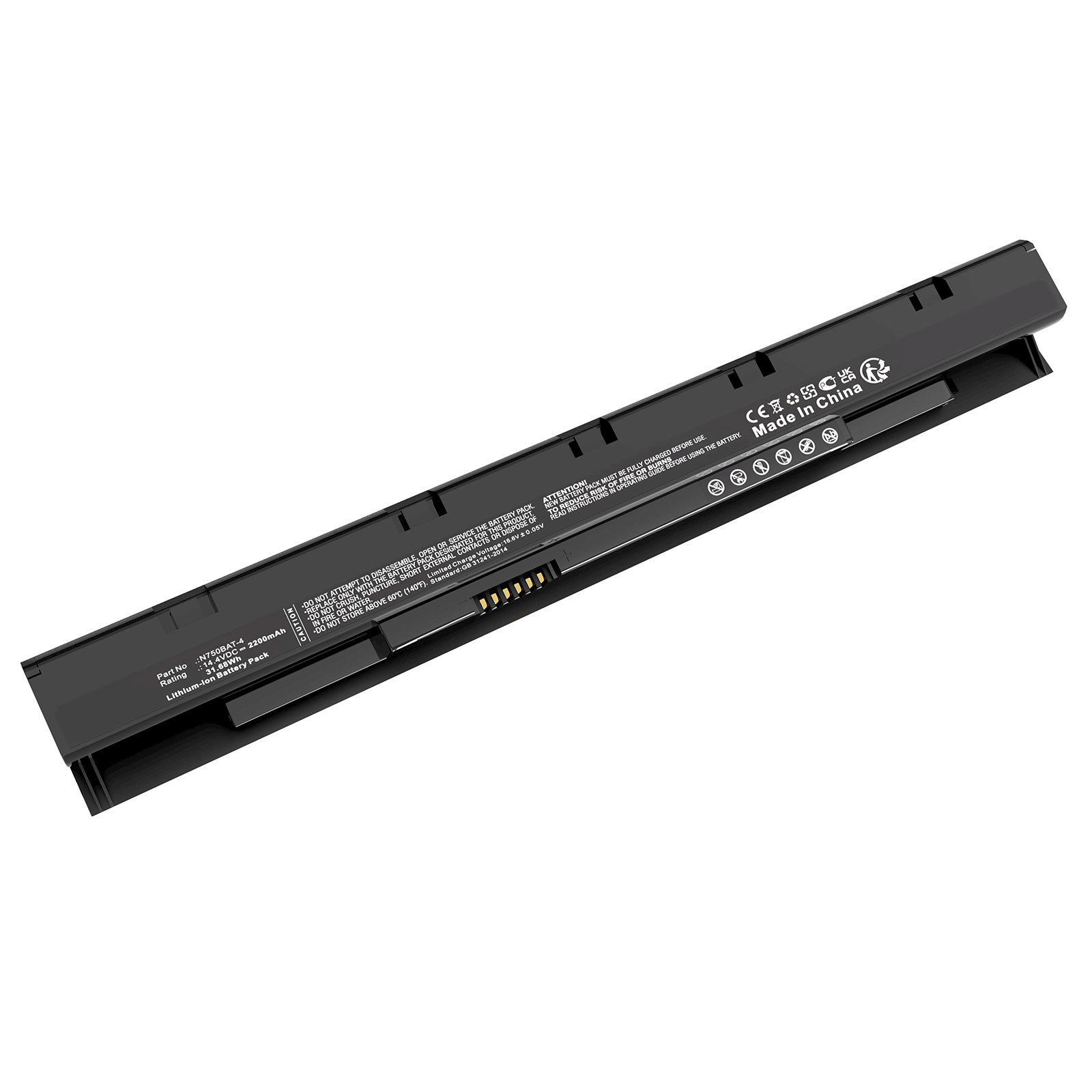 Synergy Digital Laptop Battery, Compatible with Clevo 6-87-N750S-31C00 Laptop Battery (Li-ion, 14.4V, 2200mAh)