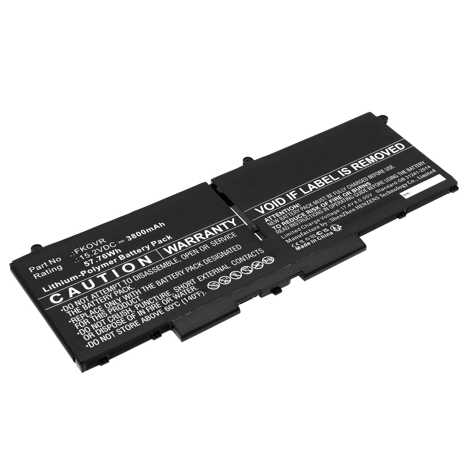 Synergy Digital Laptop Battery, Compatible with DELL 8H6WD Laptop Battery (Li-Pol, 15.2V, 3800mAh)