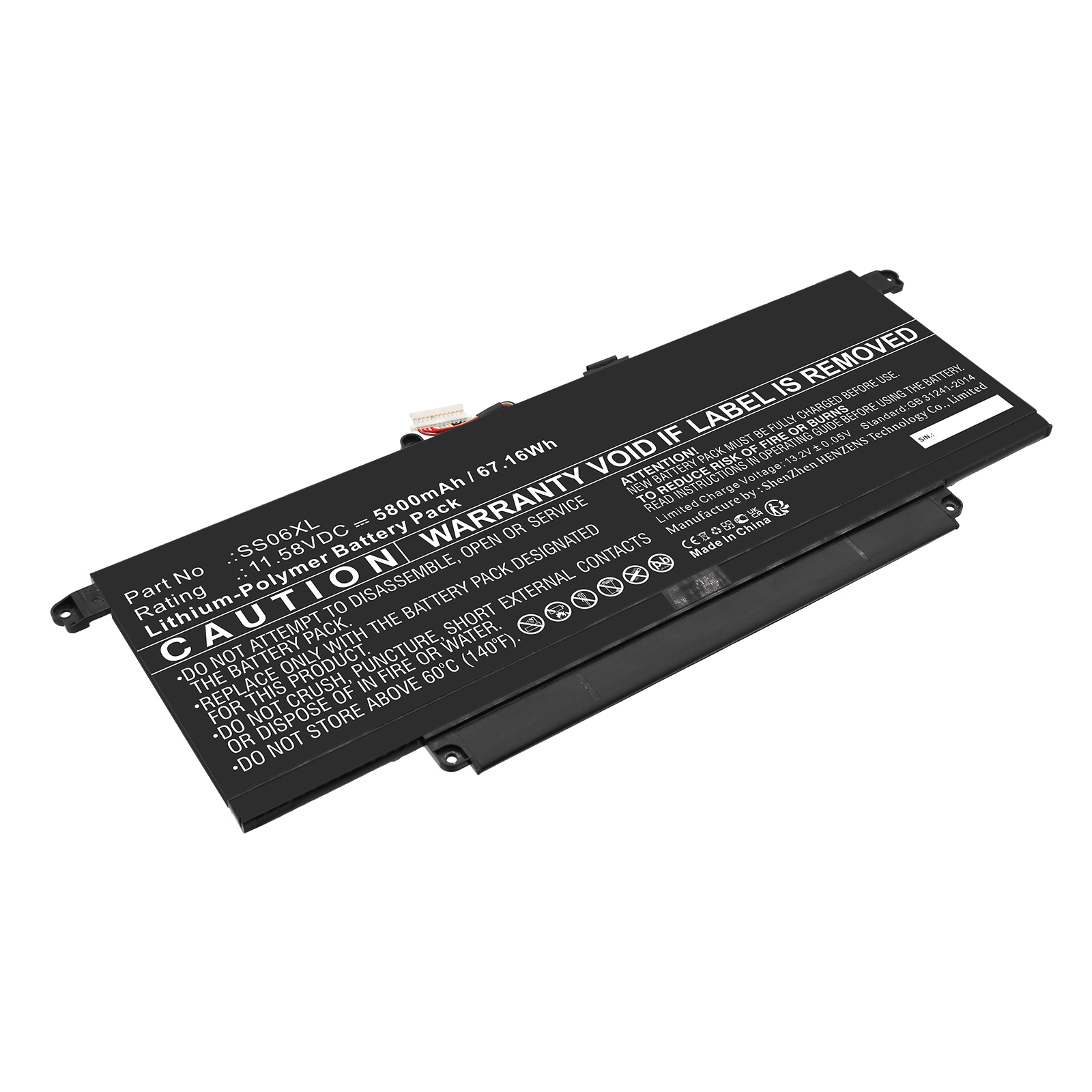 Synergy Digital Laptop Battery, Compatible with HP M64310-271 Laptop Battery (Li-Pol, 11.58V, 5800mAh)