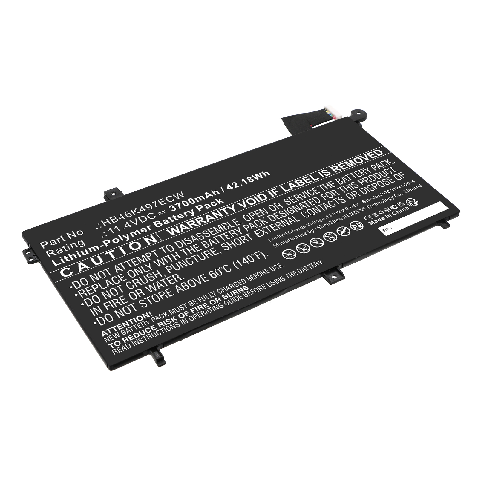 Synergy Digital Laptop Battery, Compatible with Huawei HB46K497ECW Laptop Battery (Li-Pol, 11.4V, 3700mAh)