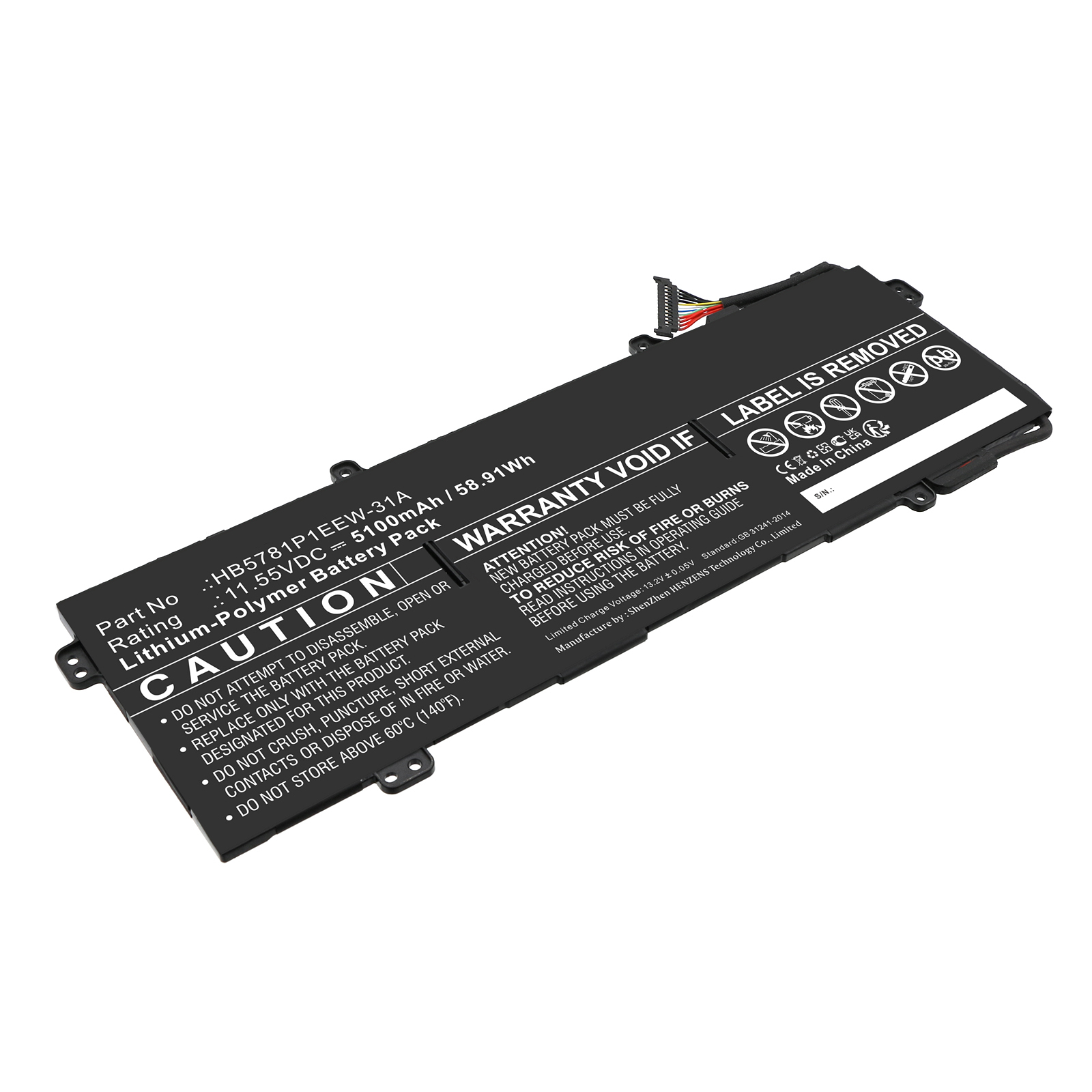 Synergy Digital Laptop Battery, Compatible with Huawei HB5781P1EEW-31A Laptop Battery (Li-Pol, 11.55V, 5100mAh)