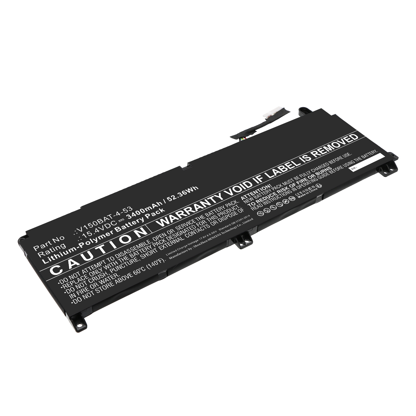Synergy Digital Laptop Battery, Compatible with Medion V150BAT-4 Laptop Battery (Li-Pol, 15.4V, 3400mAh)