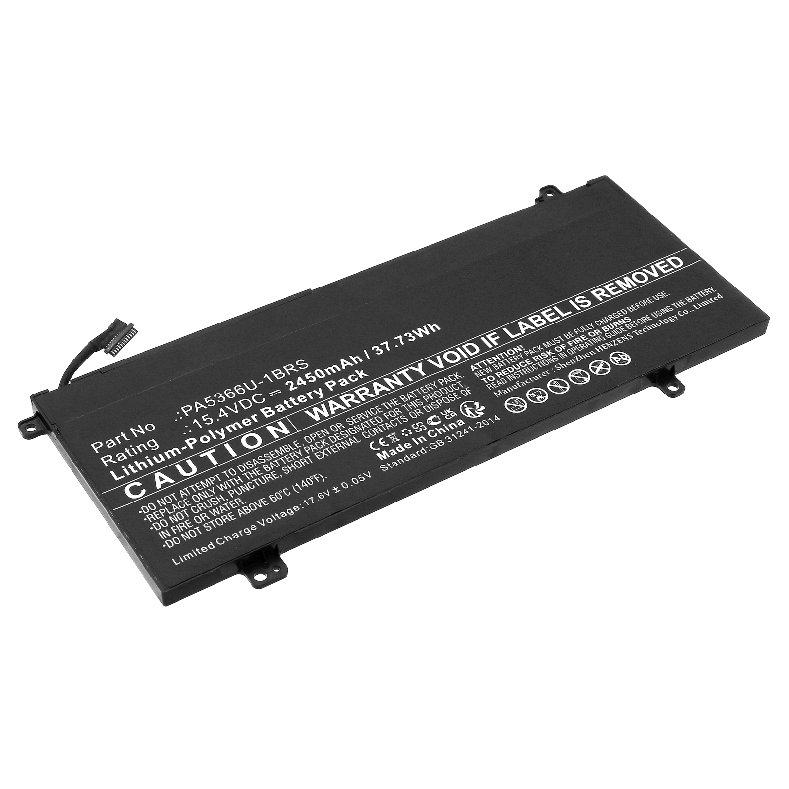 Synergy Digital Laptop Battery, Compatible with Toshiba PA5366U-1BRS Laptop Battery (Li-Pol, 15.4V, 2450mAh)