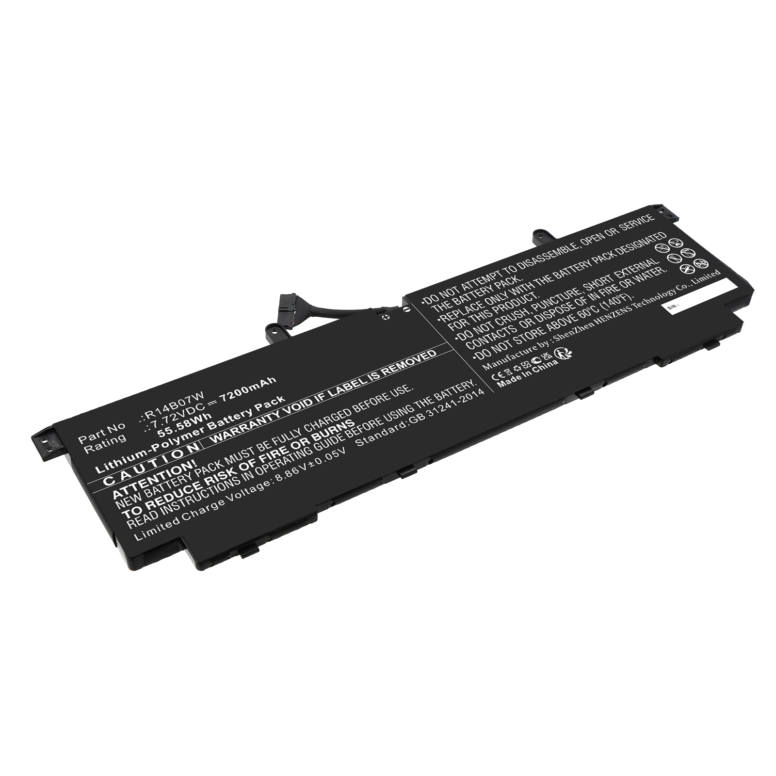 Synergy Digital Laptop Battery, Compatible with Xiaomi R14B07W Laptop Battery (Li-Pol, 7.72V, 7200mAh)