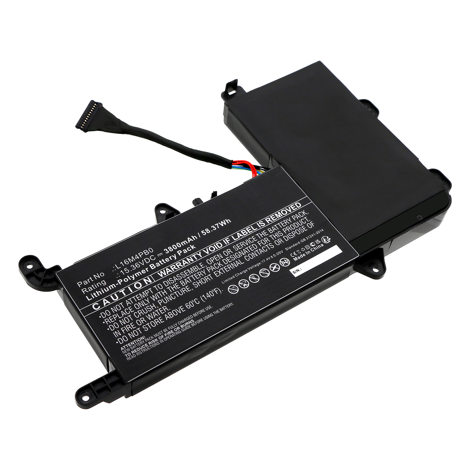 Synergy Digital Laptop Battery, Compatible with Lenovo L16M4PB0 Laptop Battery (Li-Pol, 15.36V, 3800mAh)