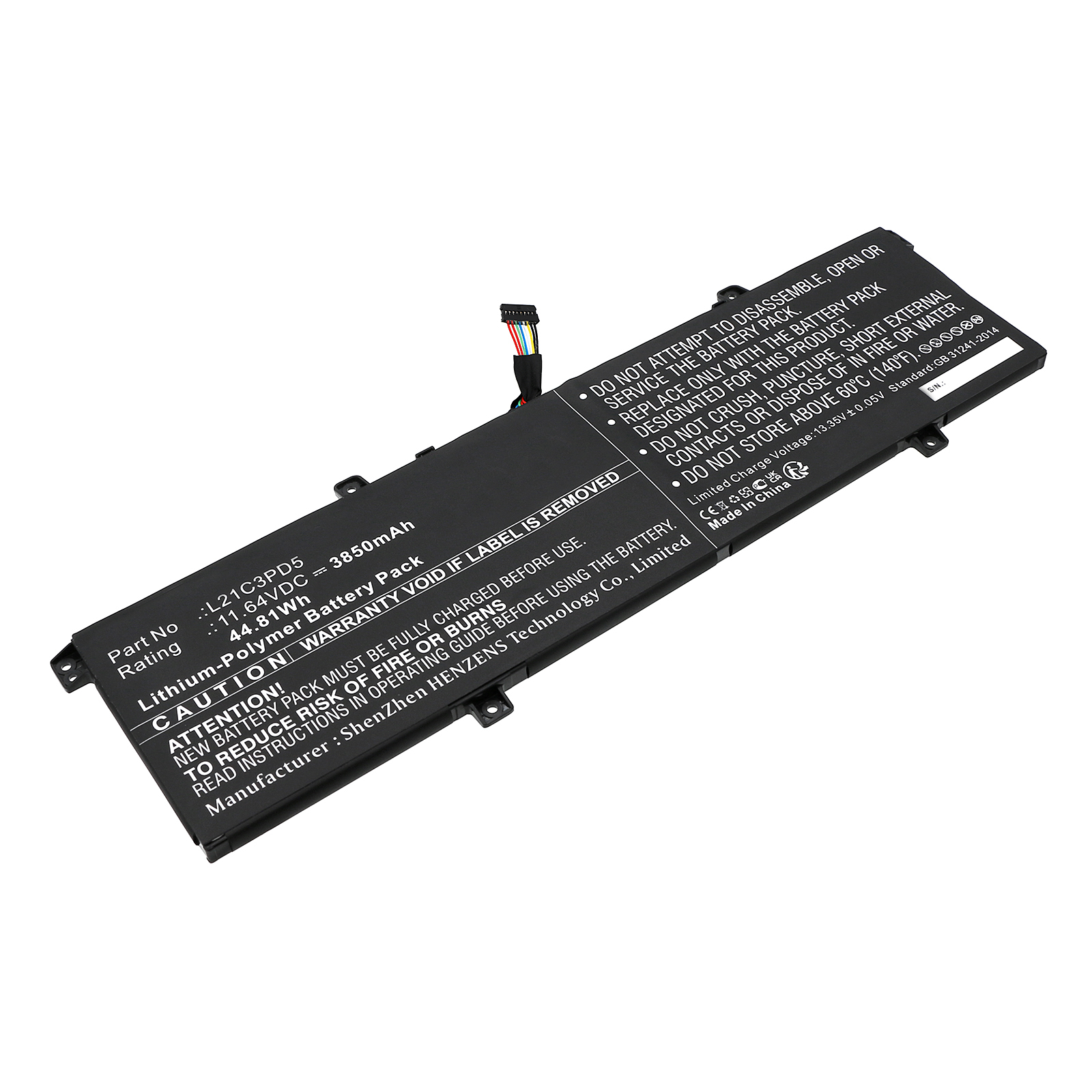 Synergy Digital Laptop Battery, Compatible with Lenovo L21C3PD5 Laptop Battery (Li-Pol, 11.64V, 3850mAh)