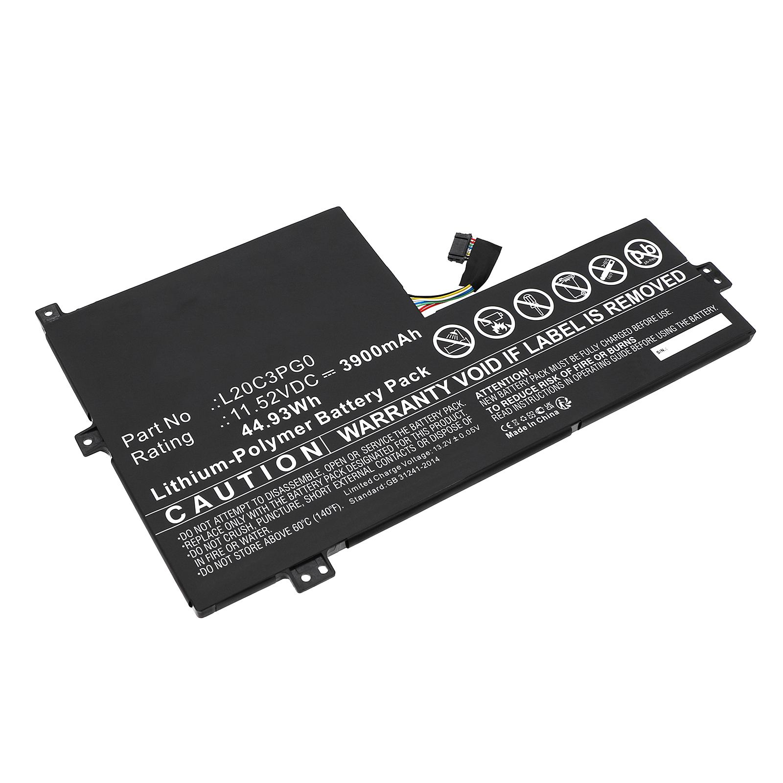 Synergy Digital Laptop Battery, Compatible with Lenovo L20C3PG0 Laptop Battery (Li-Pol, 11.52V, 3900mAh)