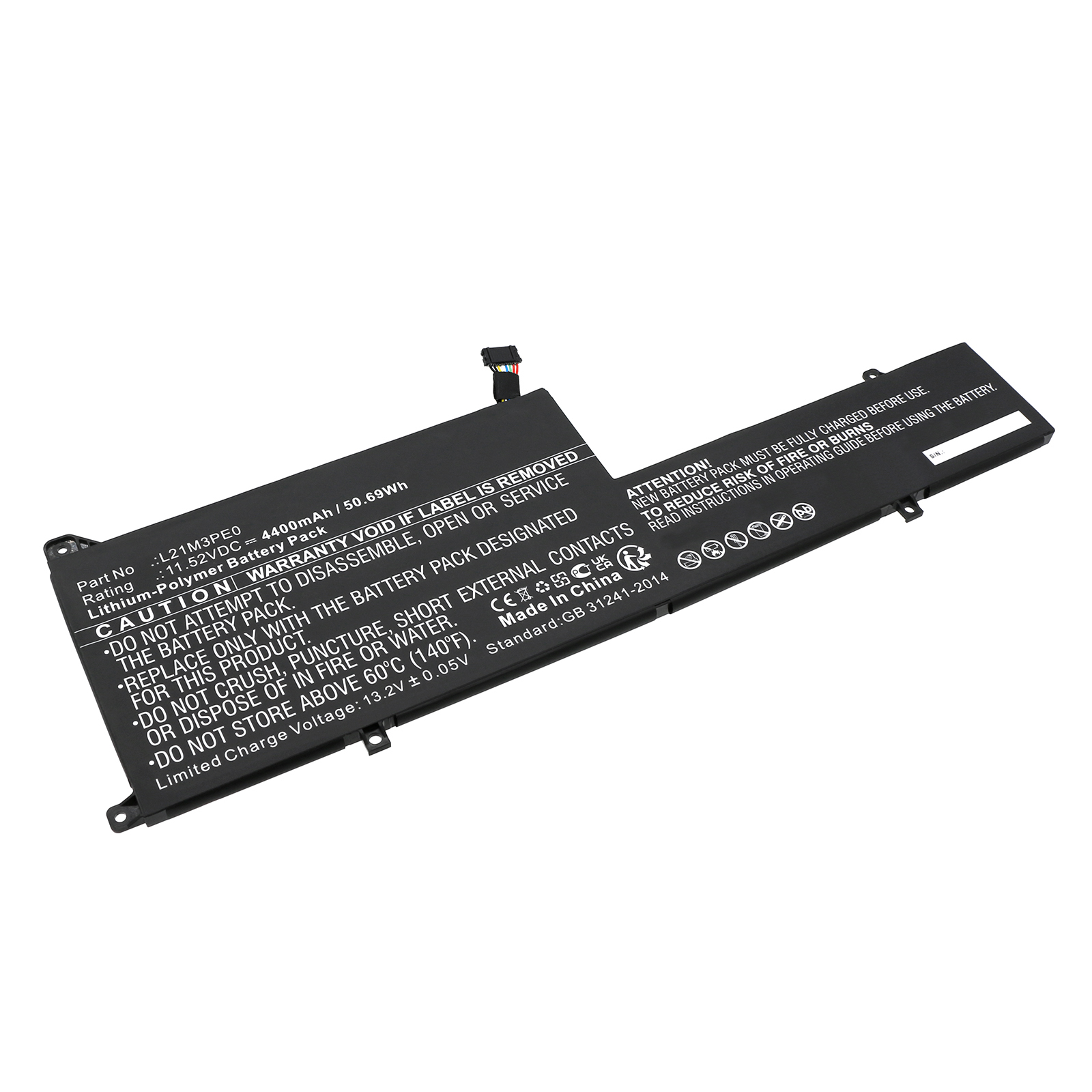 Synergy Digital Laptop Battery, Compatible with Lenovo L21B3PE0 Laptop Battery (Li-Pol, 11.52V, 4400mAh)