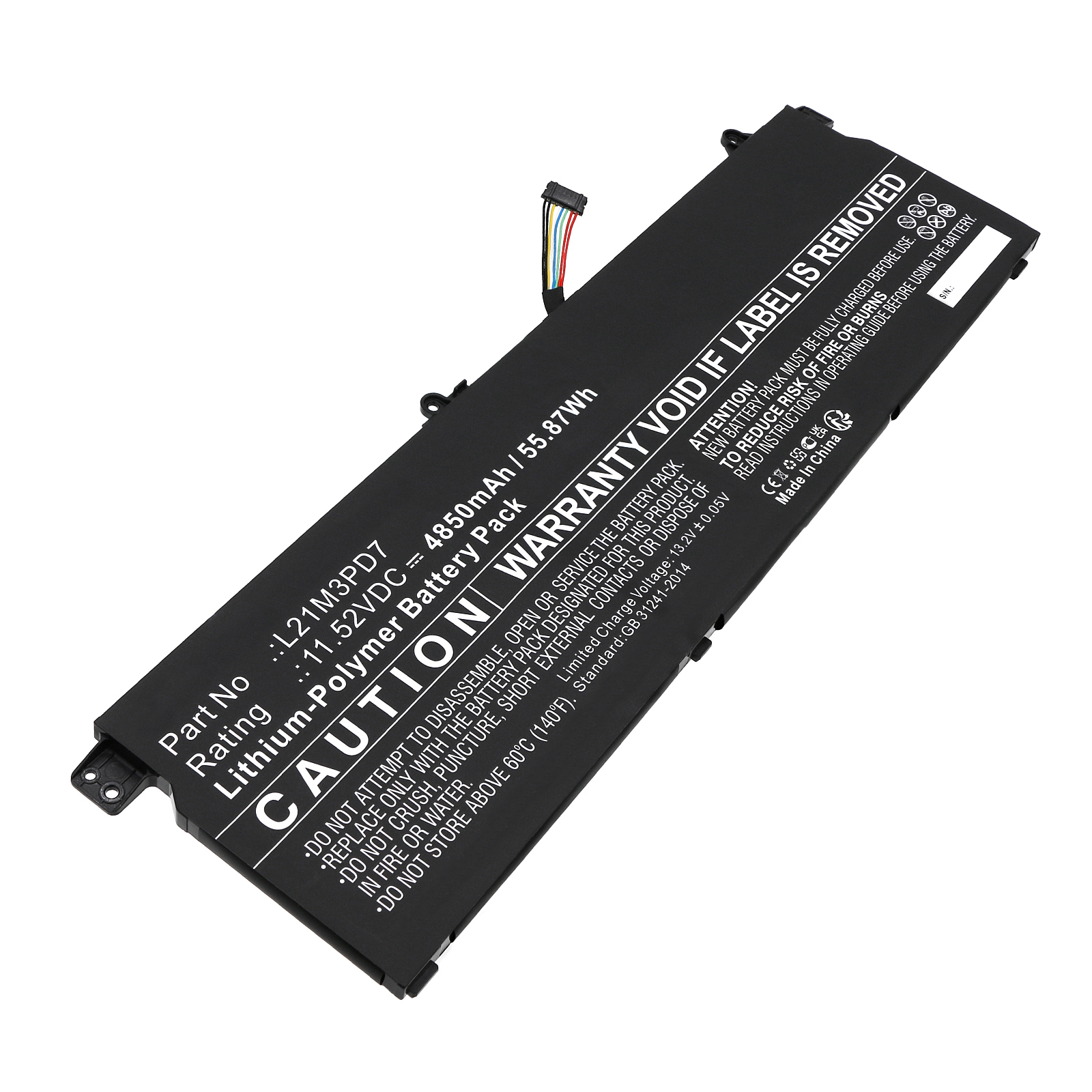 Synergy Digital Laptop Battery, Compatible with Lenovo L21C3PD7 Laptop Battery (Li-Pol, 11.52V, 4850mAh)