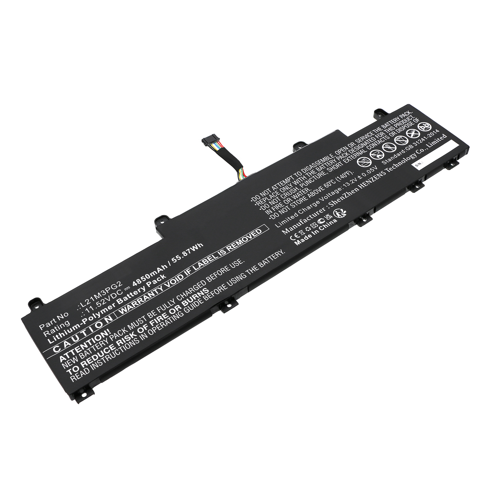 Synergy Digital Laptop Battery, Compatible with Lenovo L21C3PG2 Laptop Battery (Li-Pol, 11.52V, 4850mAh)