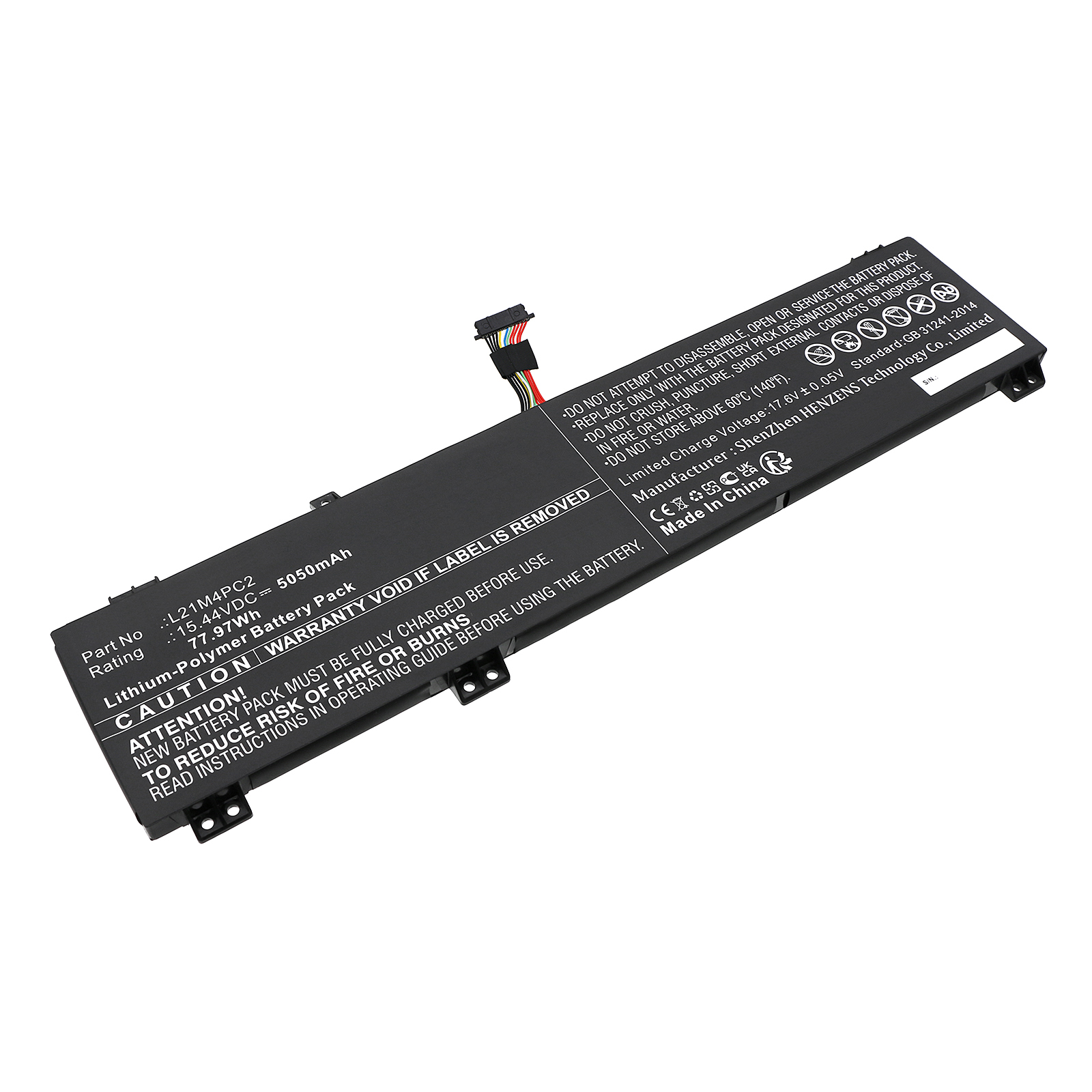 Synergy Digital Laptop Battery, Compatible with Lenovo L21C4PC2 Laptop Battery (Li-Pol, 15.44V, 5050mAh)