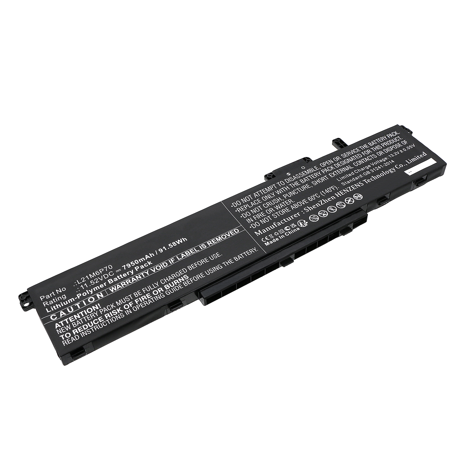 Synergy Digital Laptop Battery, Compatible with Lenovo L21C6P70 Laptop Battery (Li-Pol, 11.52V, 7950mAh)