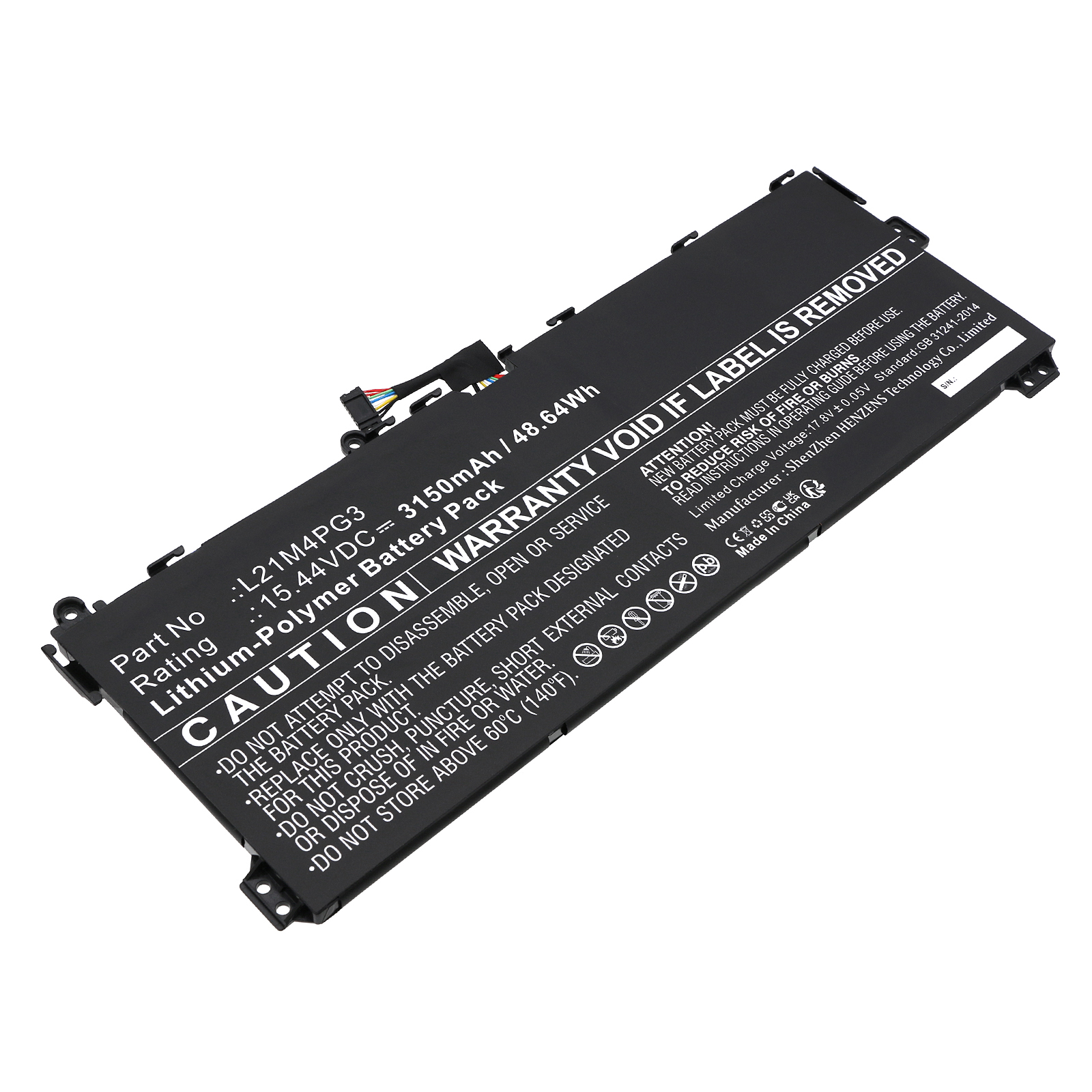 Synergy Digital Laptop Battery, Compatible with Lenovo L21C4PG3 Laptop Battery (Li-Pol, 15.44V, 3150mAh)