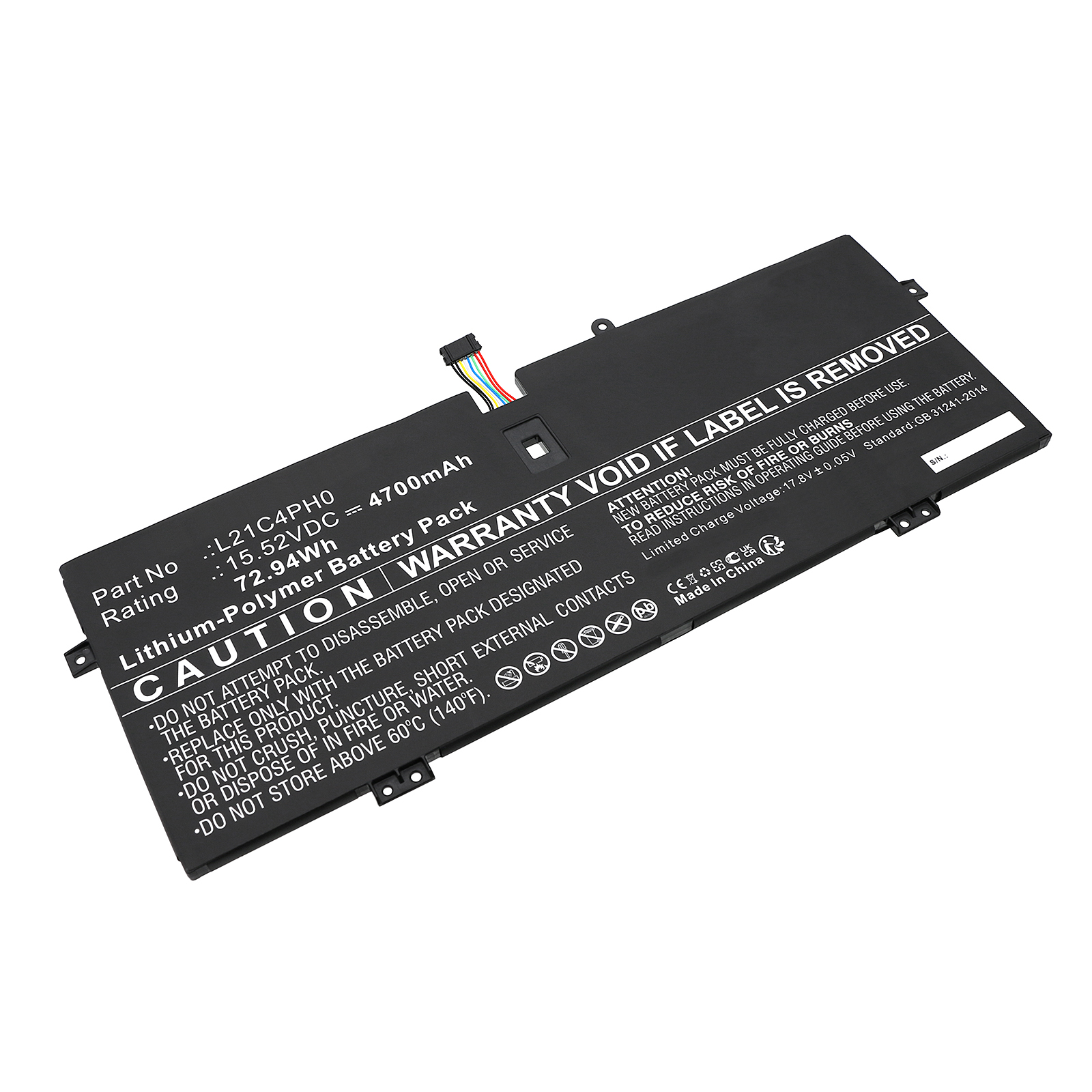 Synergy Digital Laptop Battery, Compatible with Lenovo L21B4PH0 Laptop Battery (Li-Pol, 15.52V, 4700mAh)