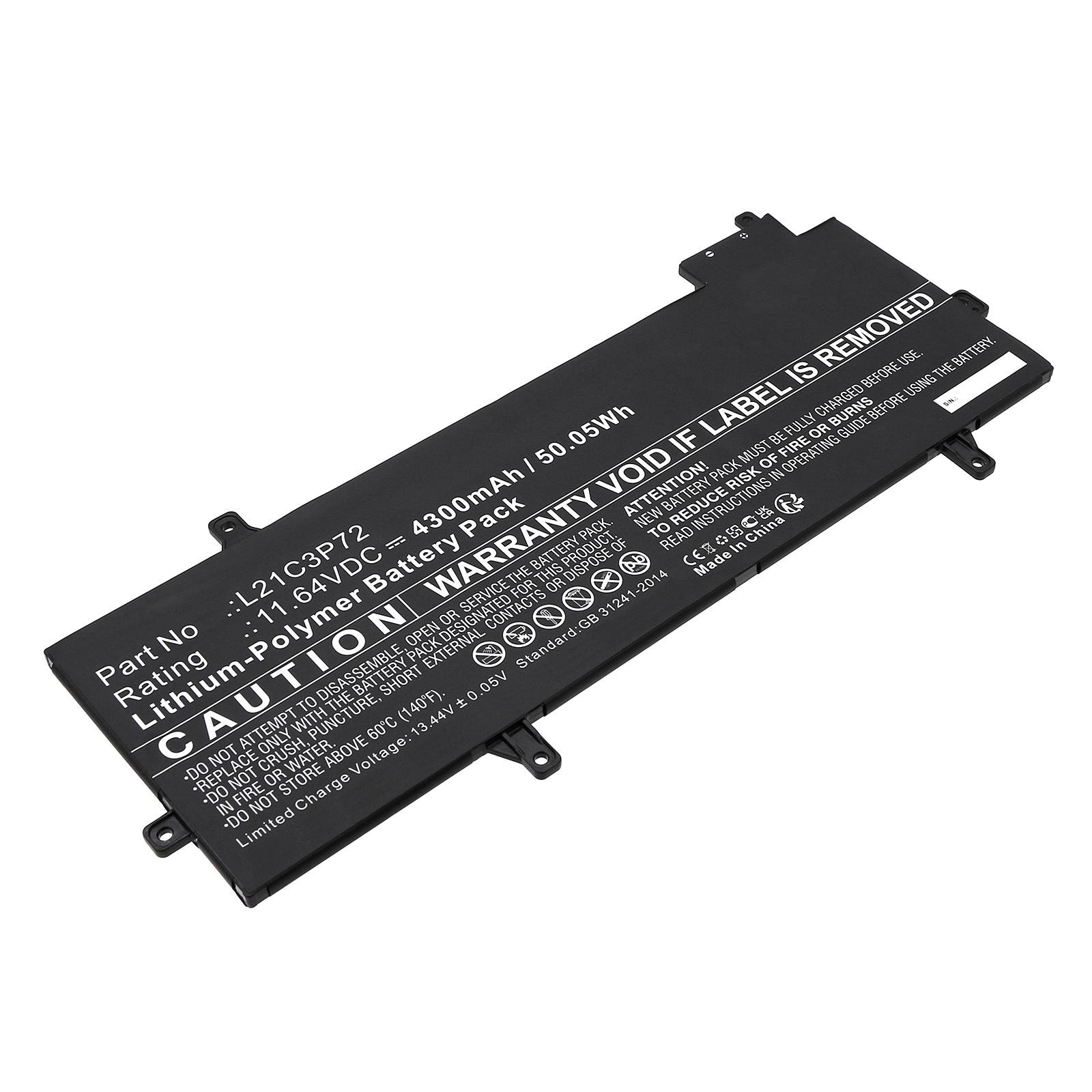 Synergy Digital Laptop Battery, Compatible with Lenovo L21B3P71 Laptop Battery (Li-Pol, 11.64V, 4300mAh)