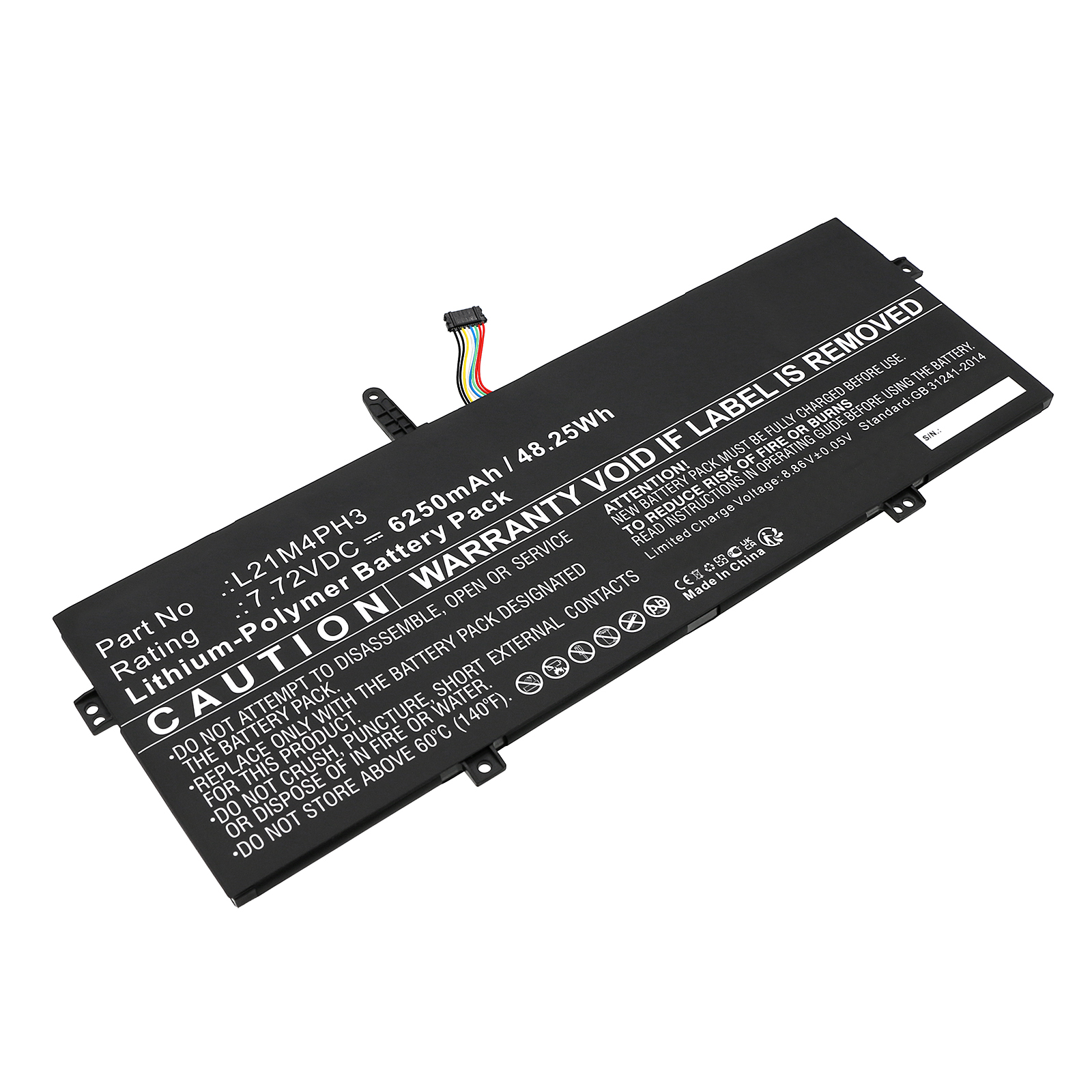 Synergy Digital Laptop Battery, Compatible with Lenovo L21C4PH3 Laptop Battery (Li-Pol, 7.72V, 6250mAh)