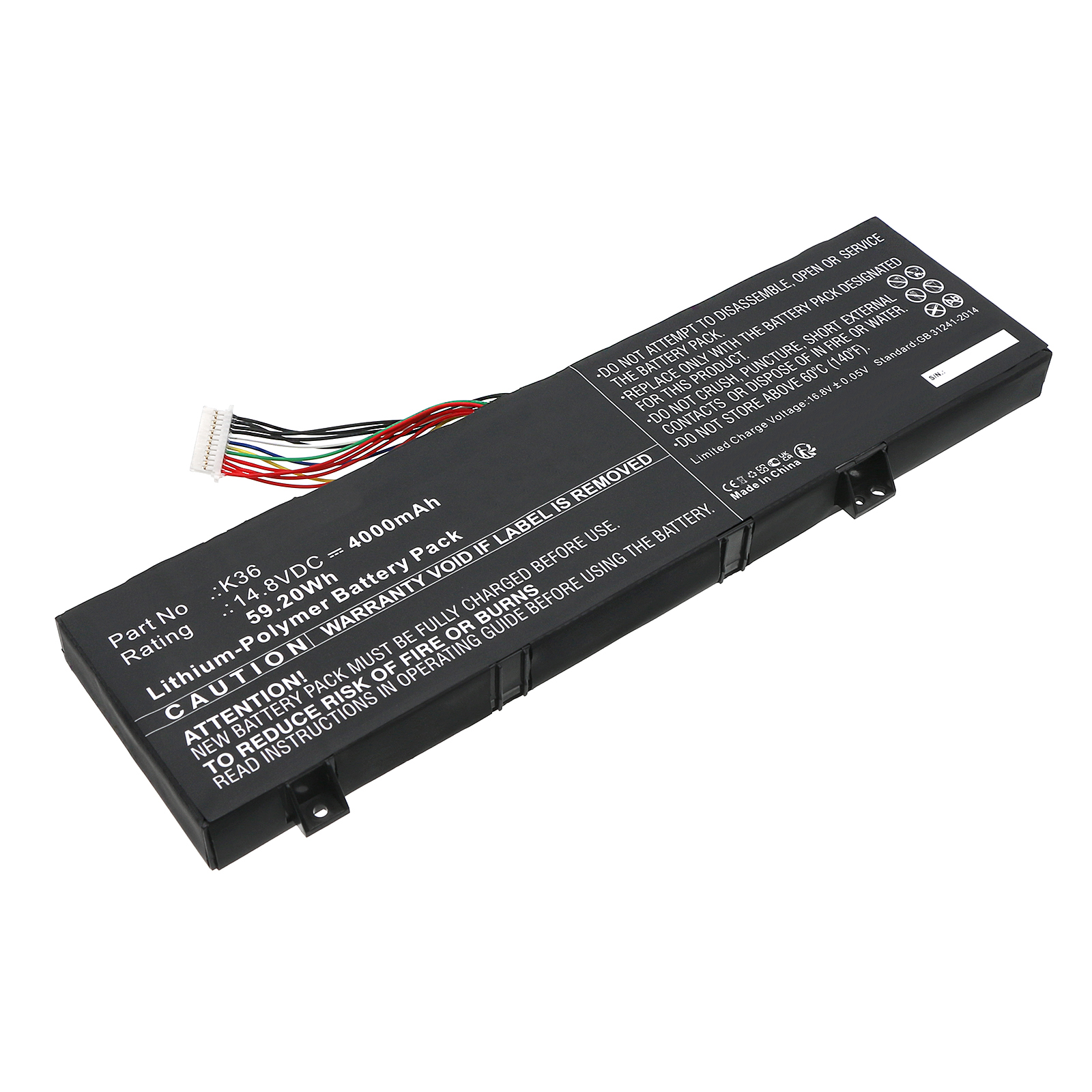 Synergy Digital Laptop Battery, Compatible with Aierxuan K36 Laptop Battery (Li-Pol, 14.8V, 4000mAh)