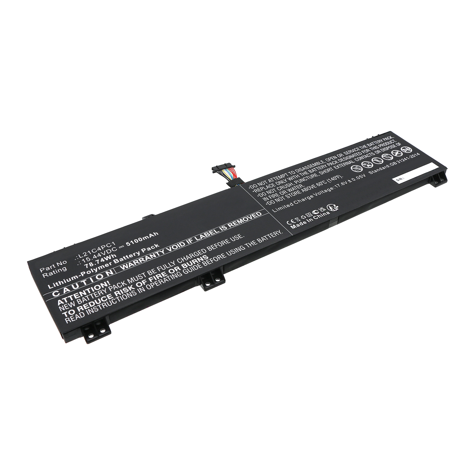 Synergy Digital Laptop Battery, Compatible with Lenovo L21C4PC1 Laptop Battery (Li-Pol, 15.44V, 5100mAh)