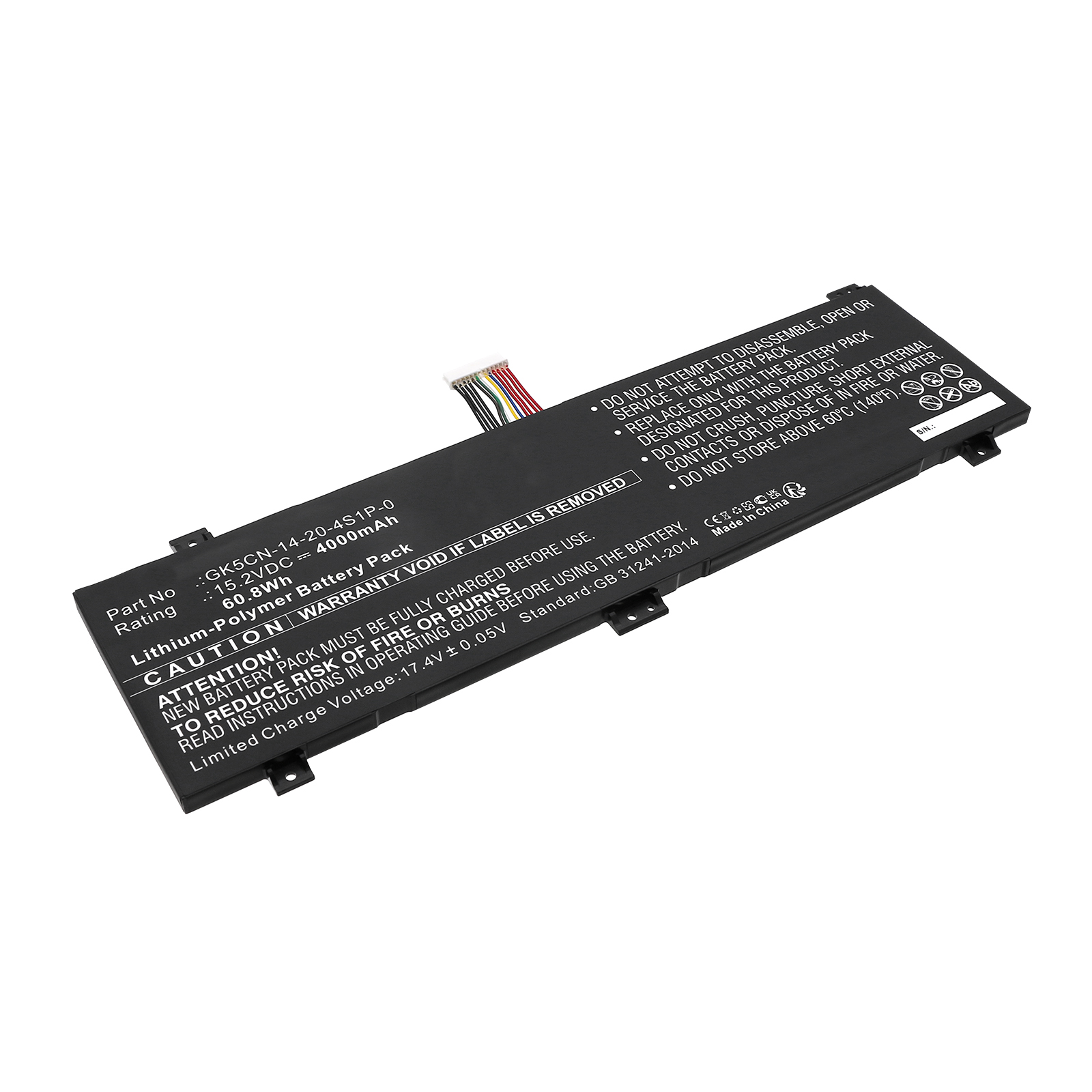 Synergy Digital Laptop Battery, Compatible with GETAC GK5CN-00-13-4S1P-0 Laptop Battery (Li-Pol, 15.2V, 4000mAh)