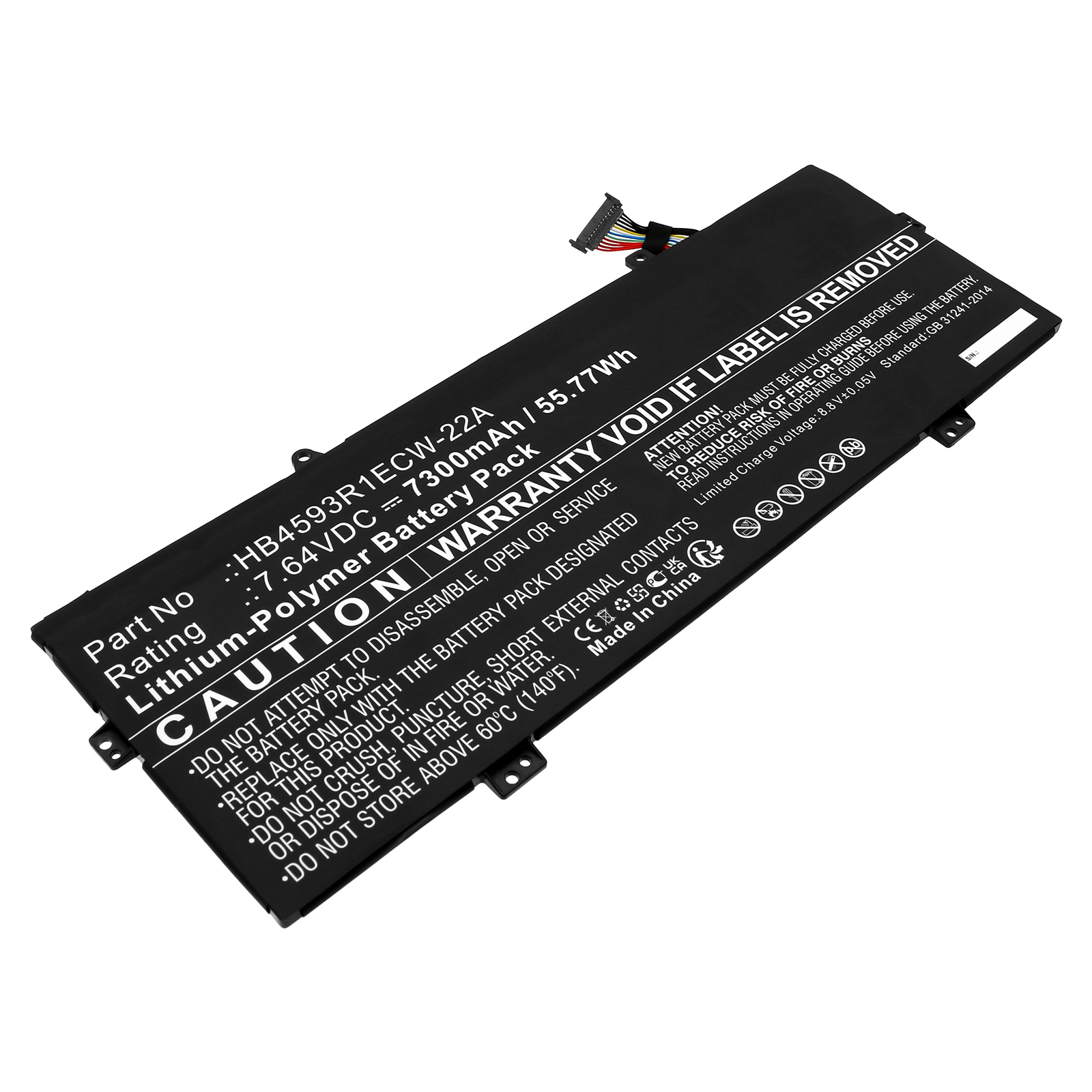 Synergy Digital Laptop Battery, Compatible with Huawei HB4593R1ECW-22A Laptop Battery (Li-Pol, 7.64V, 7300mAh)