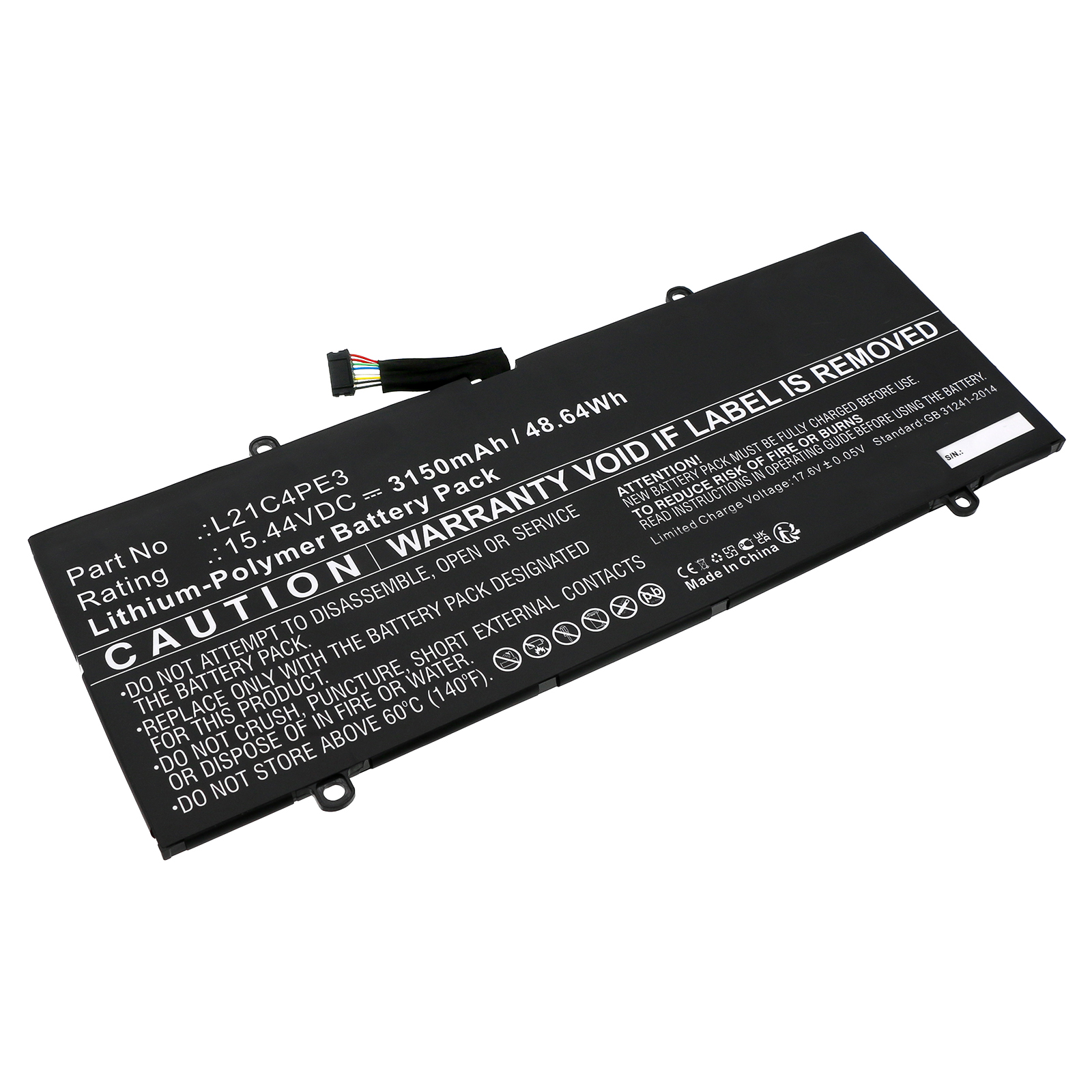 Synergy Digital Laptop Battery, Compatible with Lenovo L21C4PE3 Laptop Battery (Li-Pol, 15.44V, 3150mAh)