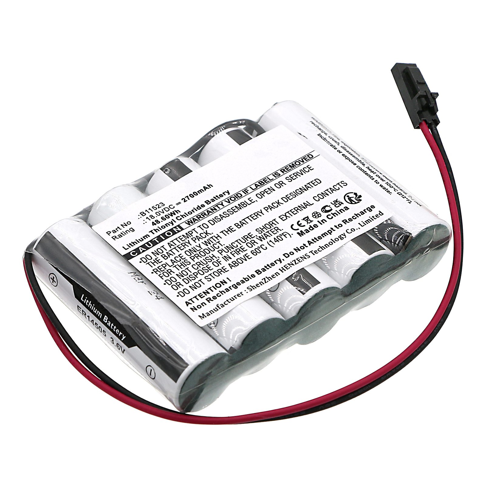 Synergy Digital Medical Battery, Compatible with Exogen MD-B11523 Medical Battery (Li-SOCl2, 18V, 2700mAh)