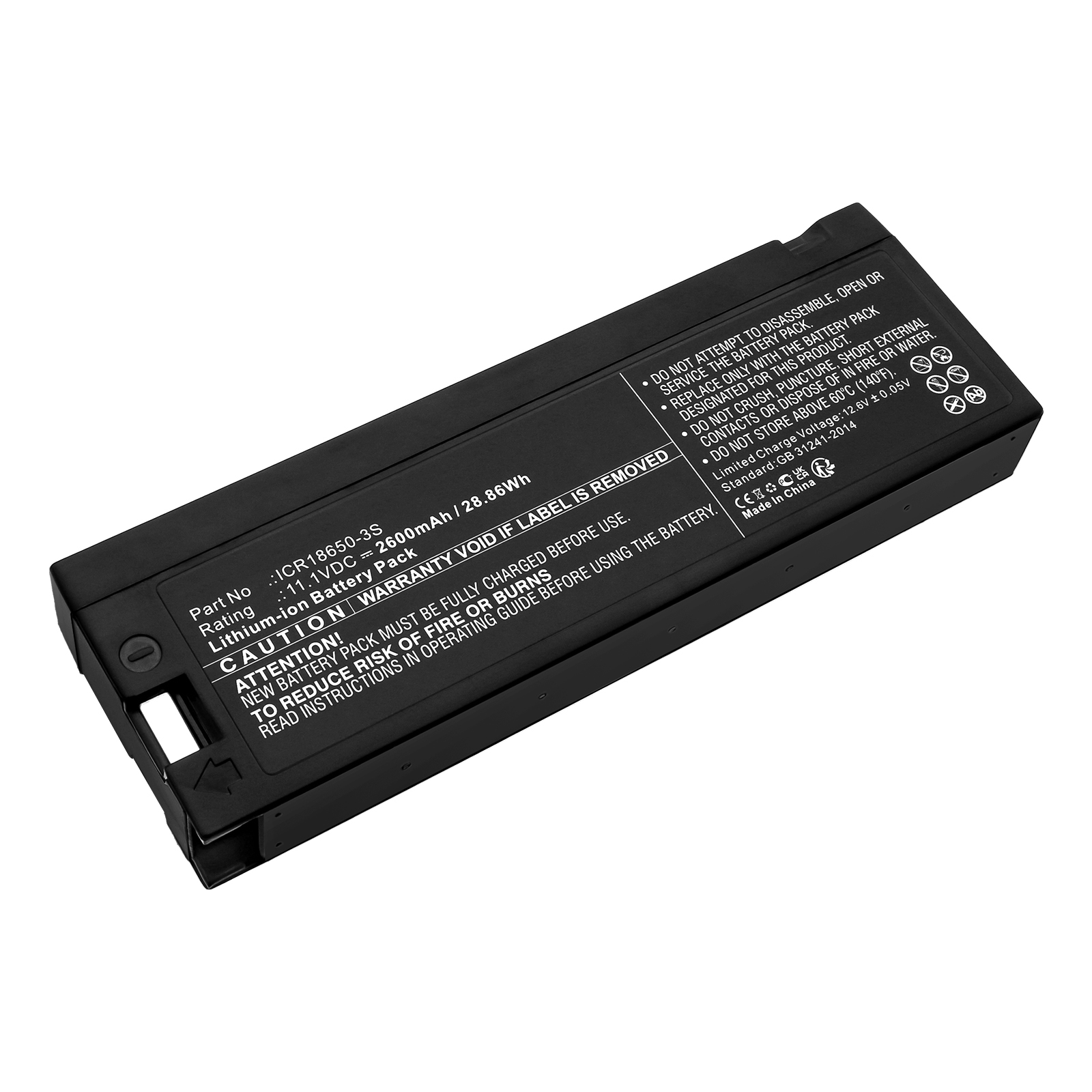 Synergy Digital Medical Battery, Compatible with JUMPER ICR18650-3S Medical Battery (Li-ion, 11.1V, 2600mAh)