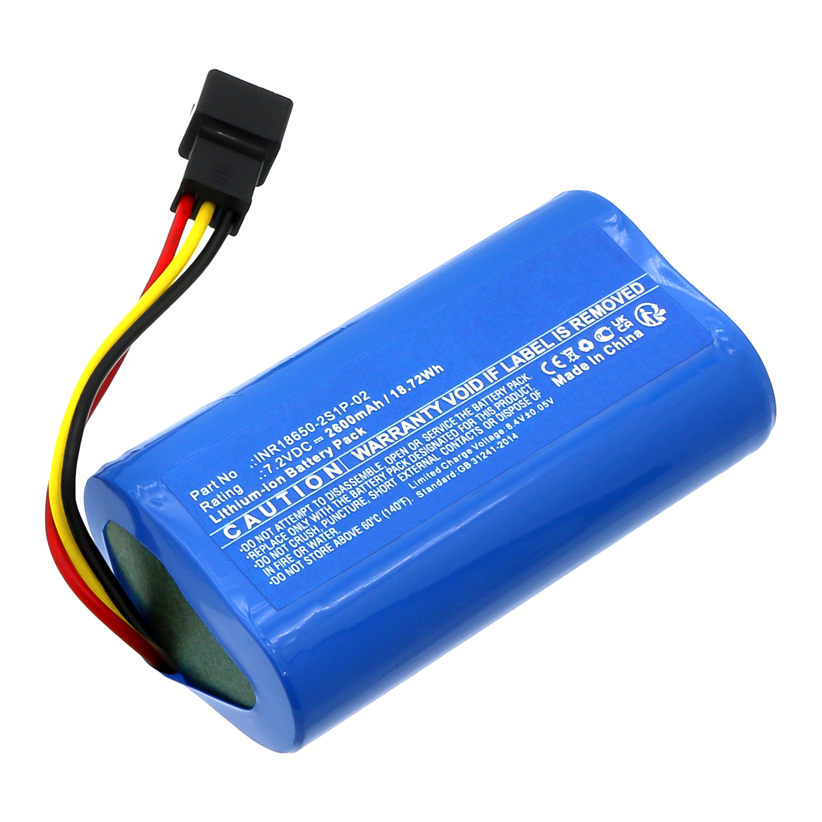 Synergy Digital Medical Battery, Compatible with Medcaptain INR18650-2S1P-02 Medical Battery (Li-ion, 7.2V, 2600mAh)