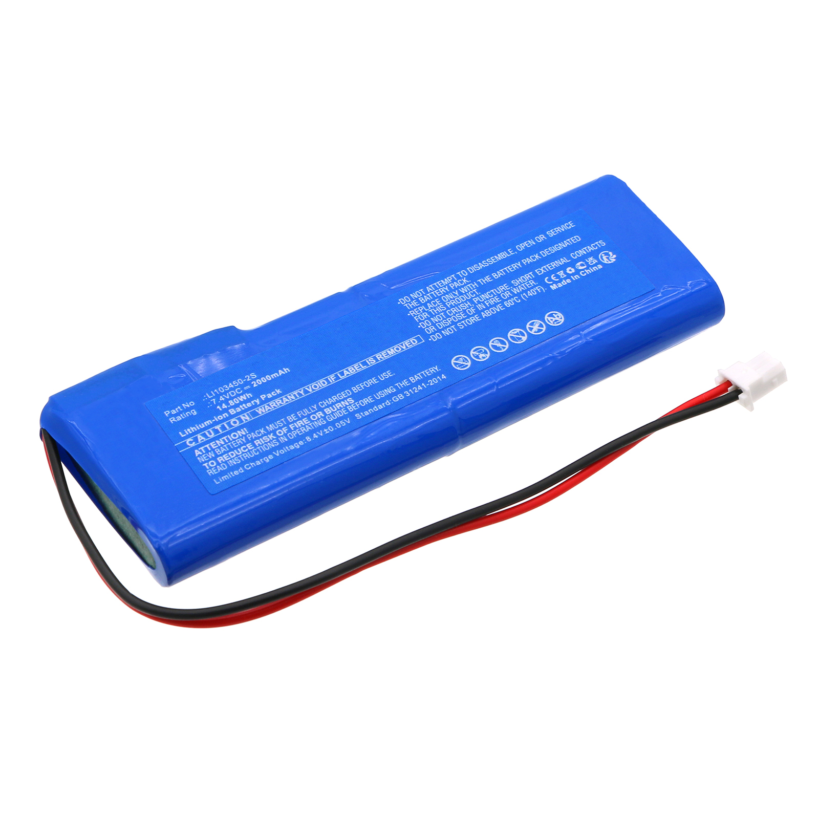 Synergy Digital Medical Battery, Compatible with Schiller LI103450-2S Medical Battery (Li-ion, 7.4V, 2000mAh)