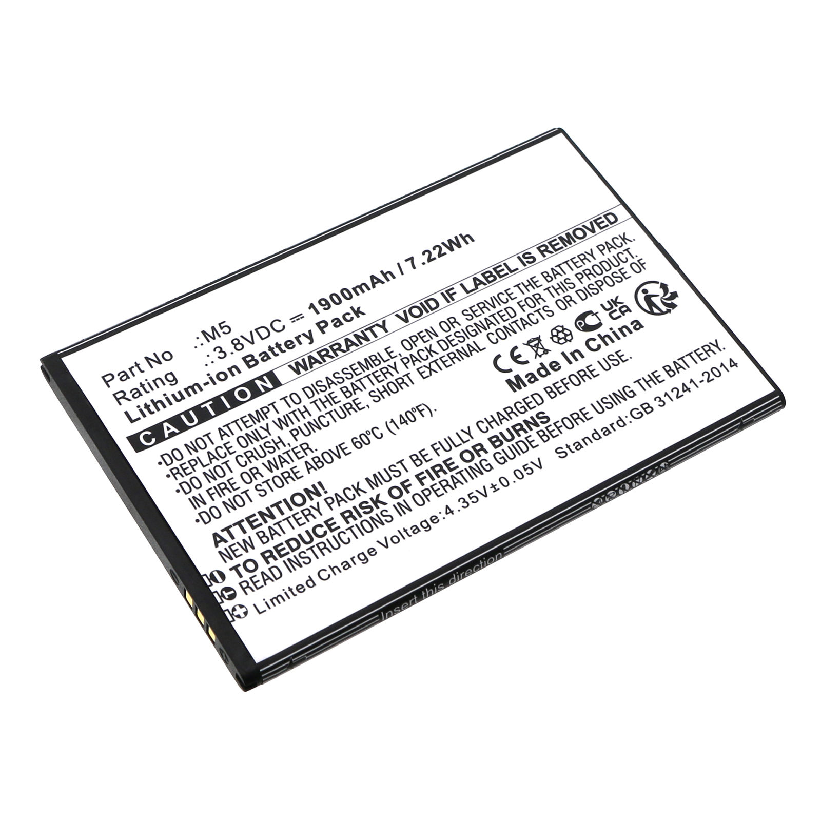 Synergy Digital Cell Phone Battery, Compatible with Bea-fon M5 Cell Phone Battery (Li-ion, 3.8V, 1900mAh)