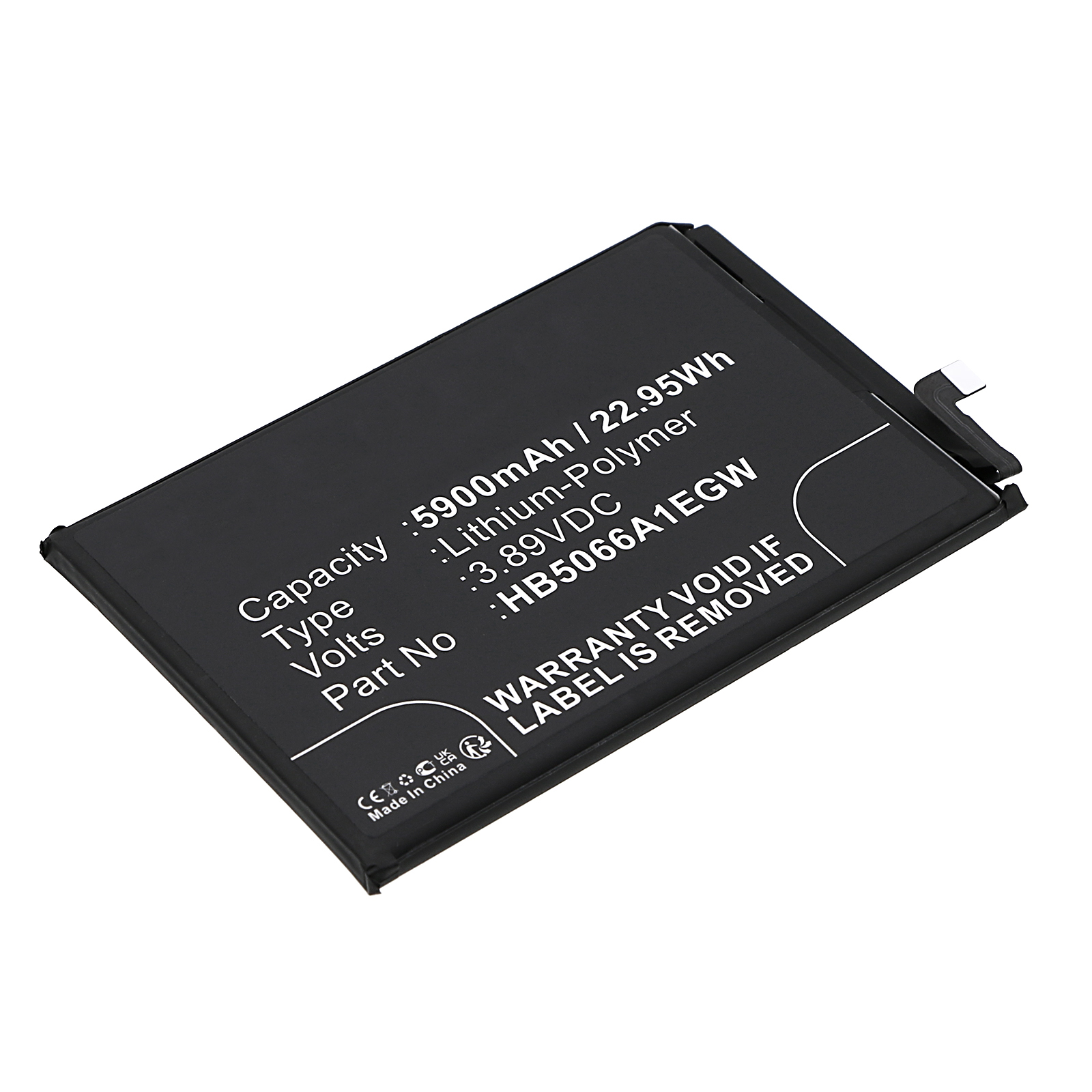 Synergy Digital Cell Phone Battery, Compatible with Honor HB5066A1EGW Cell Phone Battery (Li-Pol, 3.89V, 5900mAh)