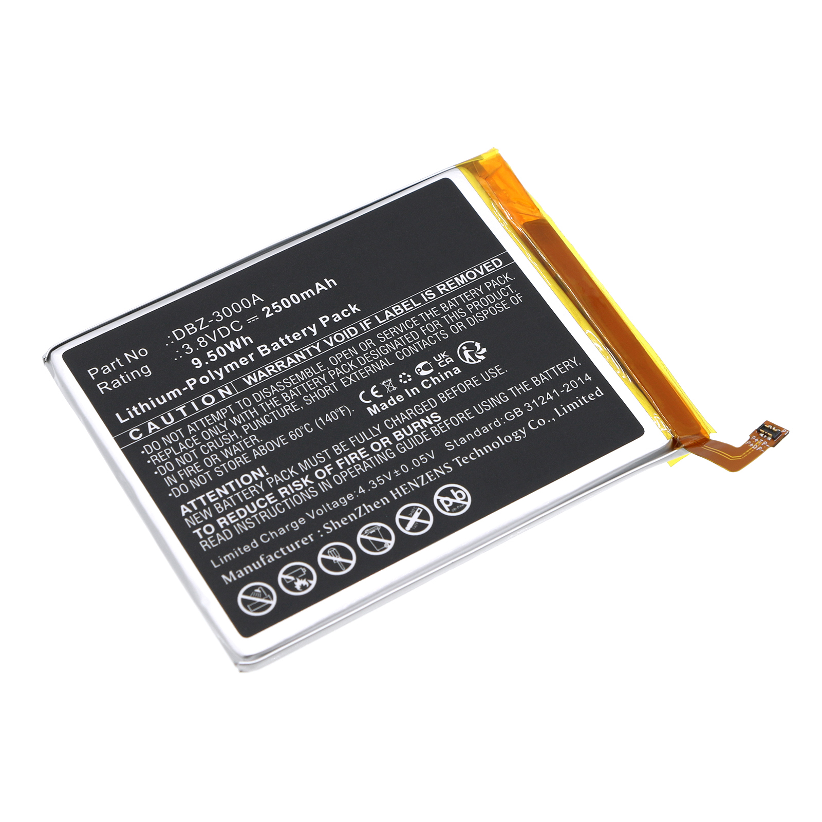 Synergy Digital Cell Phone Battery, Compatible with Doro DBZ-3000A Cell Phone Battery (Li-Pol, 3.8V, 2500mAh)