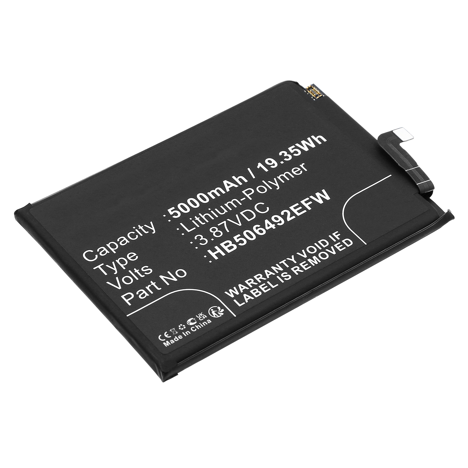 Synergy Digital Cell Phone Battery, Compatible with Honor HB506492EFW Cell Phone Battery (Li-Pol, 3.87V, 5000mAh)