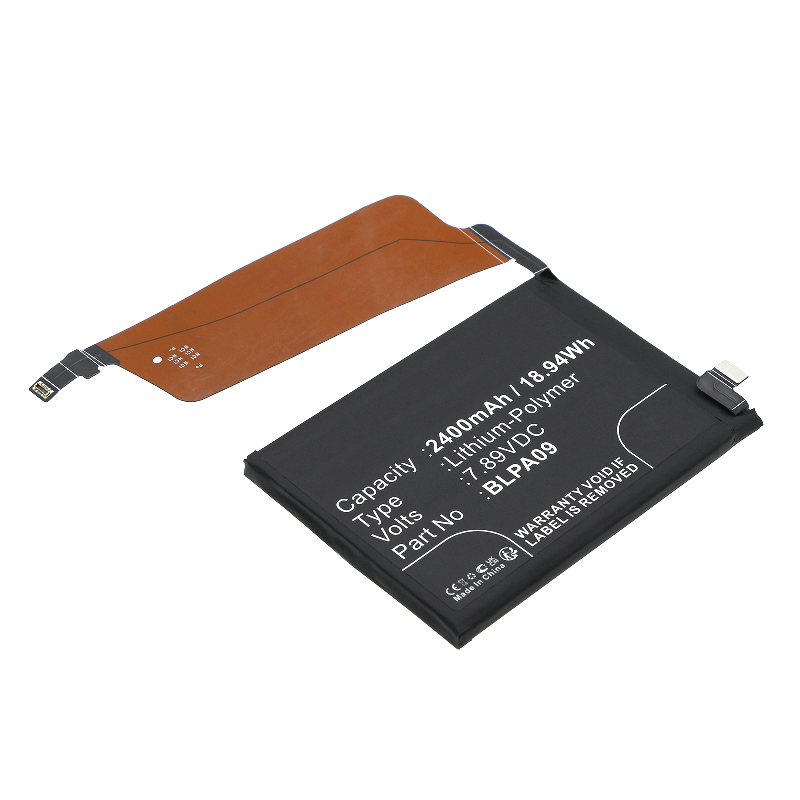 Synergy Digital Cell Phone Battery, Compatible with Oneplus BLPA09 Cell Phone Battery (Li-Pol, 7.89V, 2400mAh)