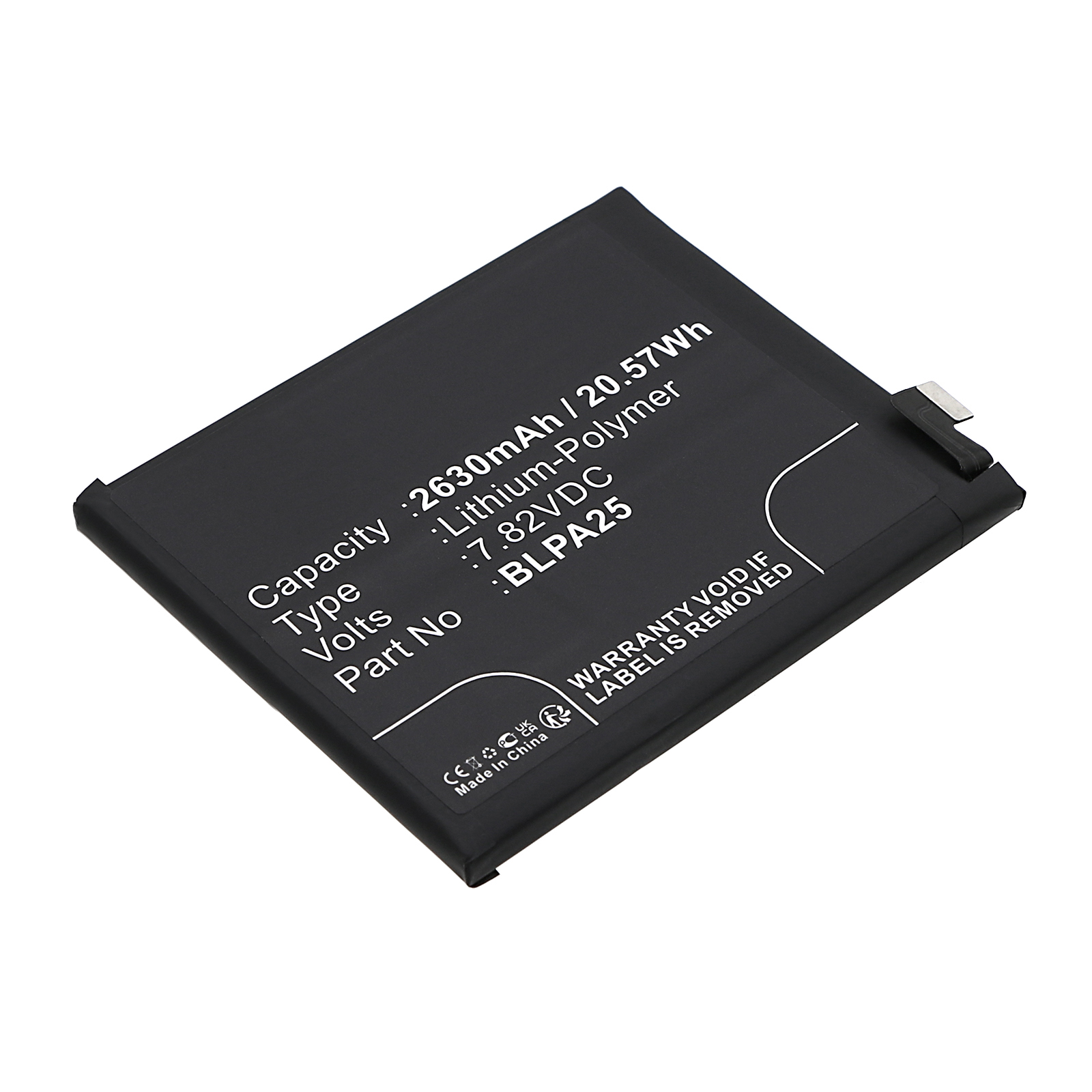 Synergy Digital Cell Phone Battery, Compatible with Oneplus BLPA25 Cell Phone Battery (Li-Pol, 7.82V, 2630mAh)