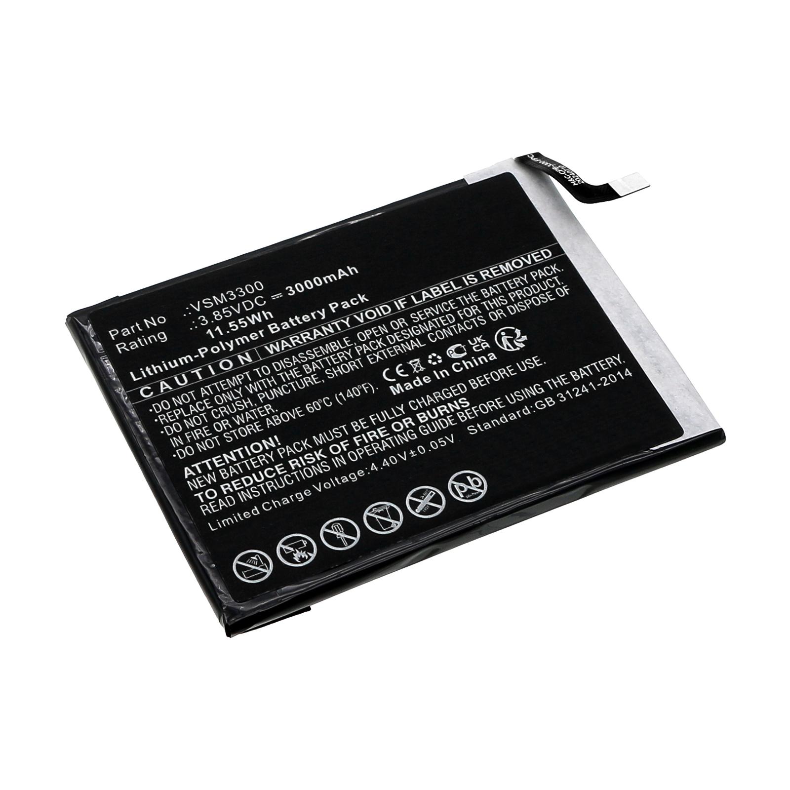 Synergy Digital Cell Phone Battery, Compatible with AT&T VSM3300 Cell Phone Battery (Li-Pol, 3.85V, 3000mAh)