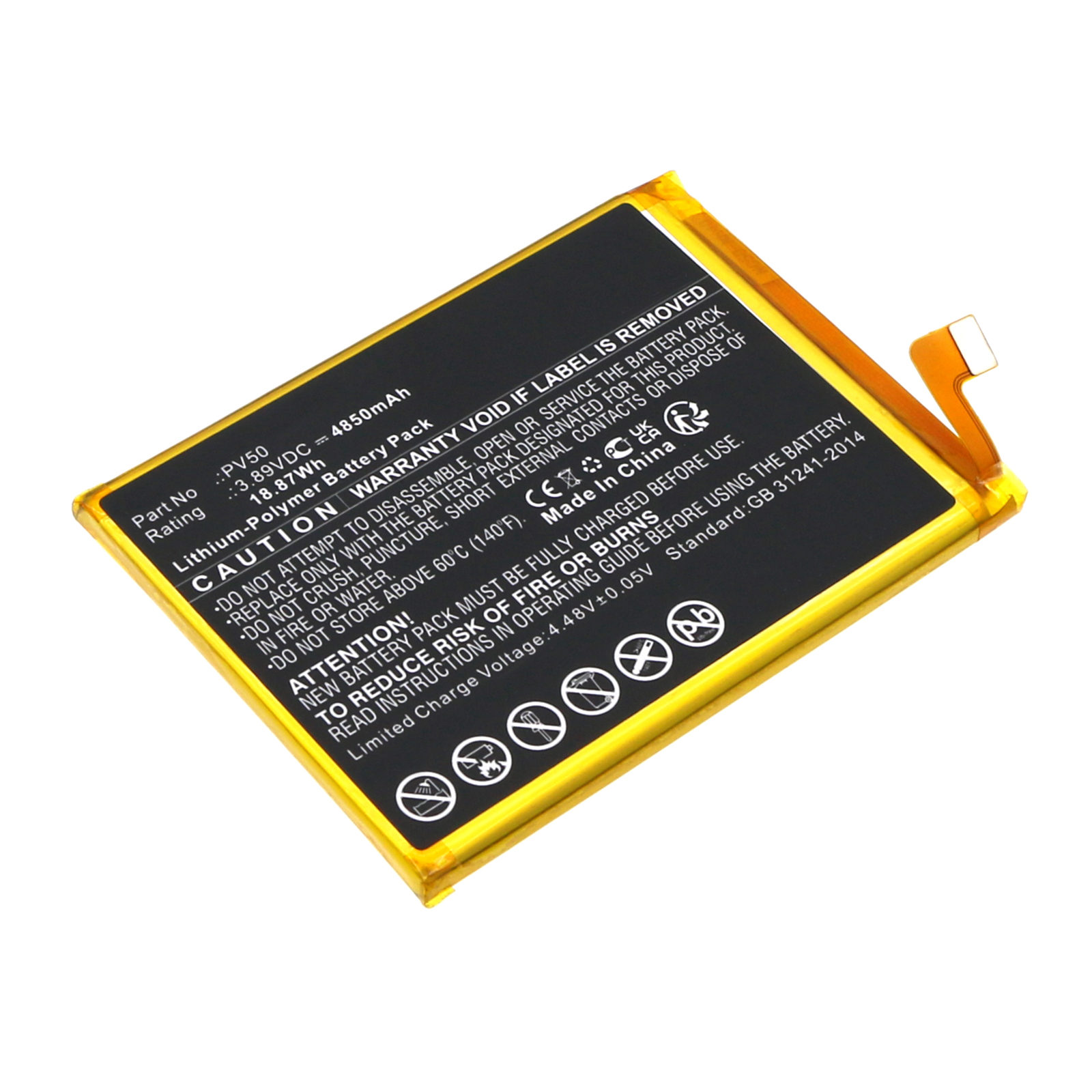 Synergy Digital Cell Phone Battery, Compatible with Motorola PV50 Cell Phone Battery (Li-Pol, 3.89V, 4850mAh)