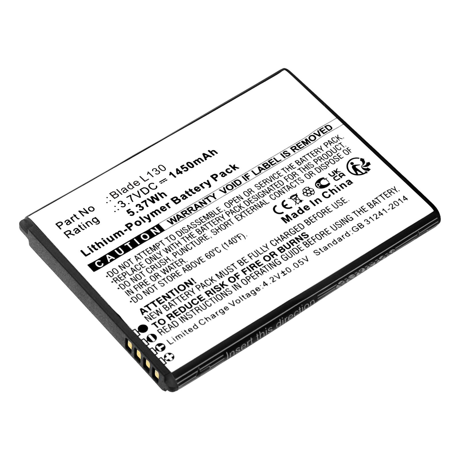 Synergy Digital Cell Phone Battery, Compatible with ZTE Li3816T43p4h604550 Cell Phone Battery (Li-Pol, 3.7V, 1450mAh)