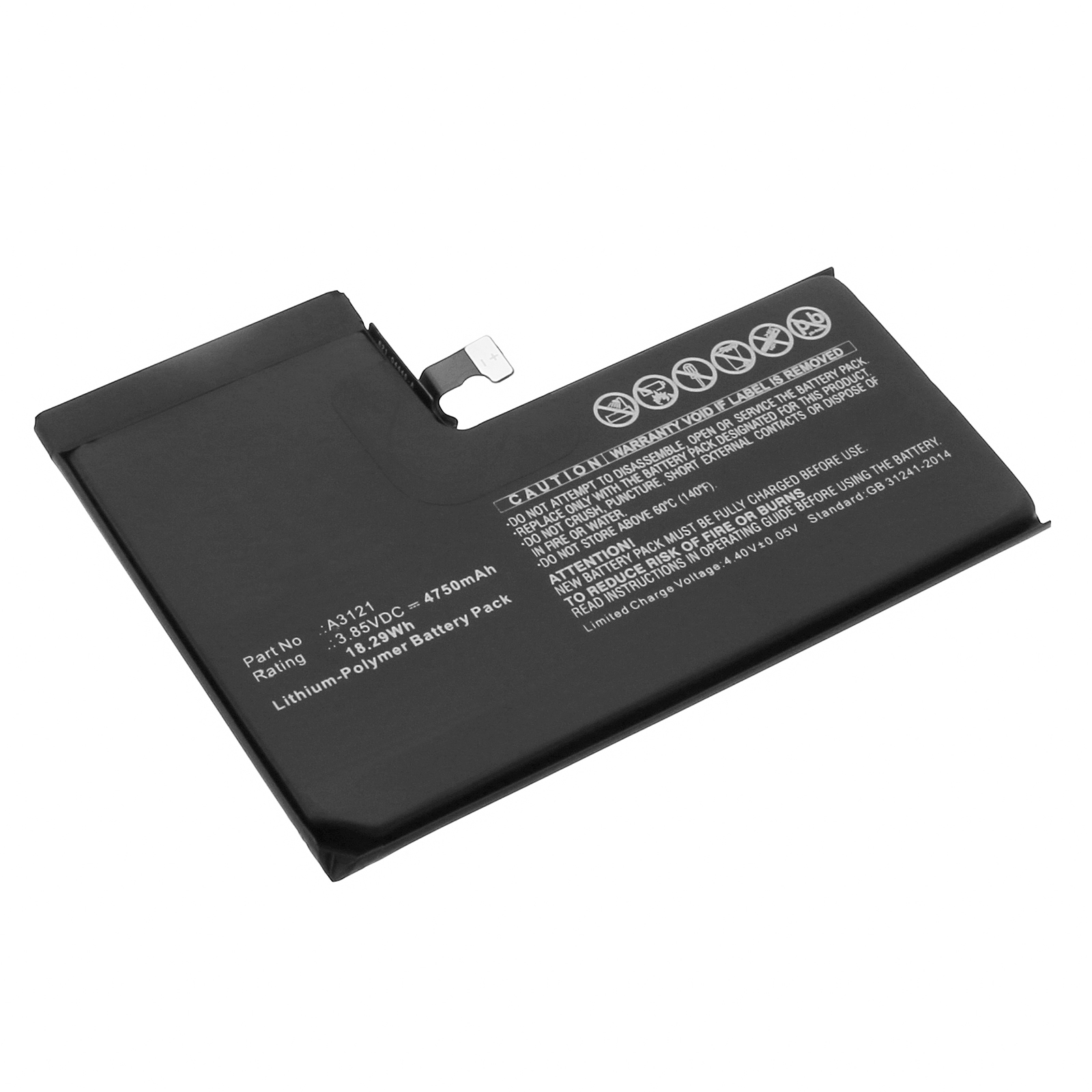 Synergy Digital Cell Phone Battery, Compatible with Apple A3121 Cell Phone Battery (Li-Pol, 3.85V, 4750mAh)