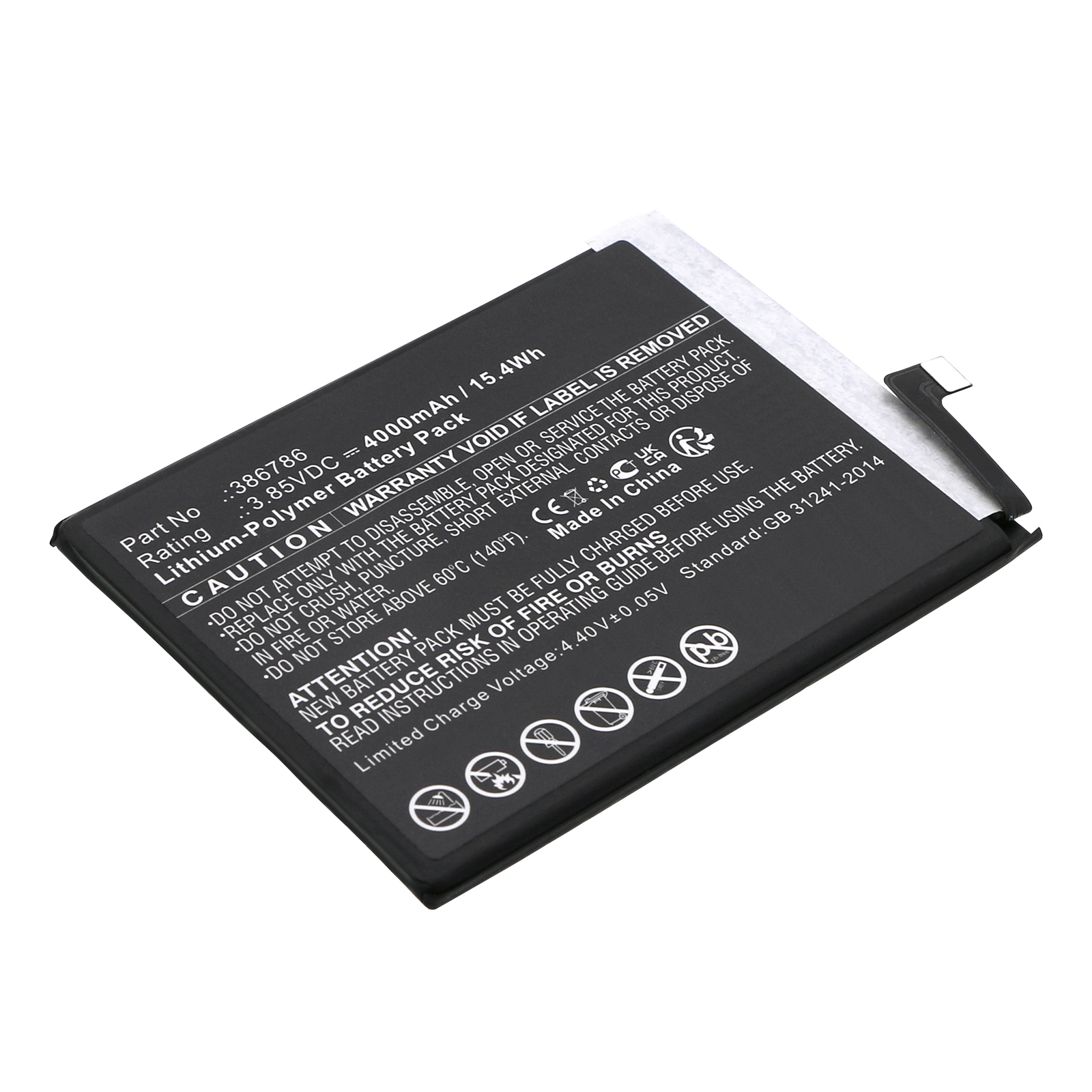 Synergy Digital Cell Phone Battery, Compatible with AT&T 386786 Cell Phone Battery (Li-Pol, 3.85V, 4000mAh)