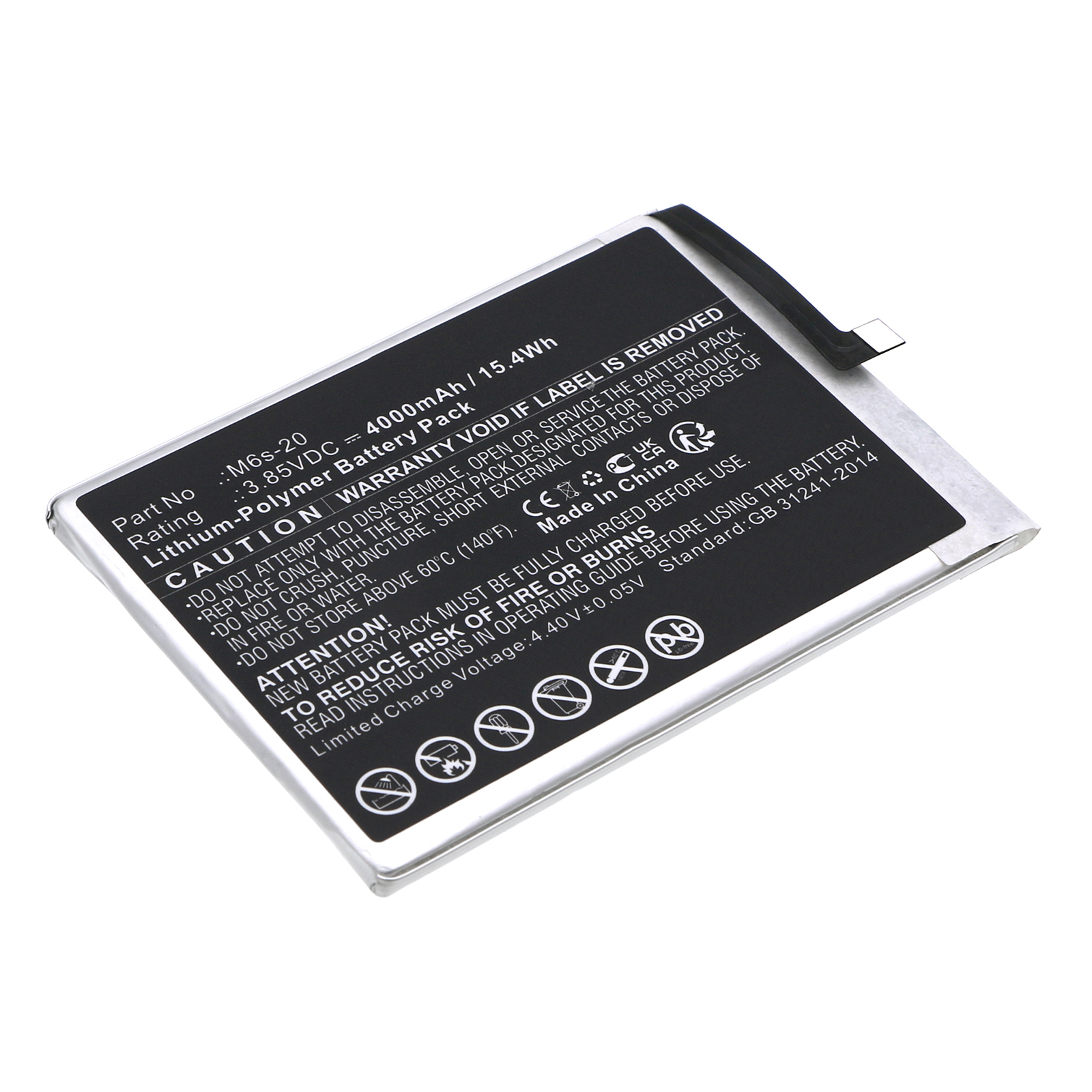 Synergy Digital Cell Phone Battery, Compatible with Bea-fon M6s-20 Cell Phone Battery (Li-Pol, 3.85V, 4000mAh)